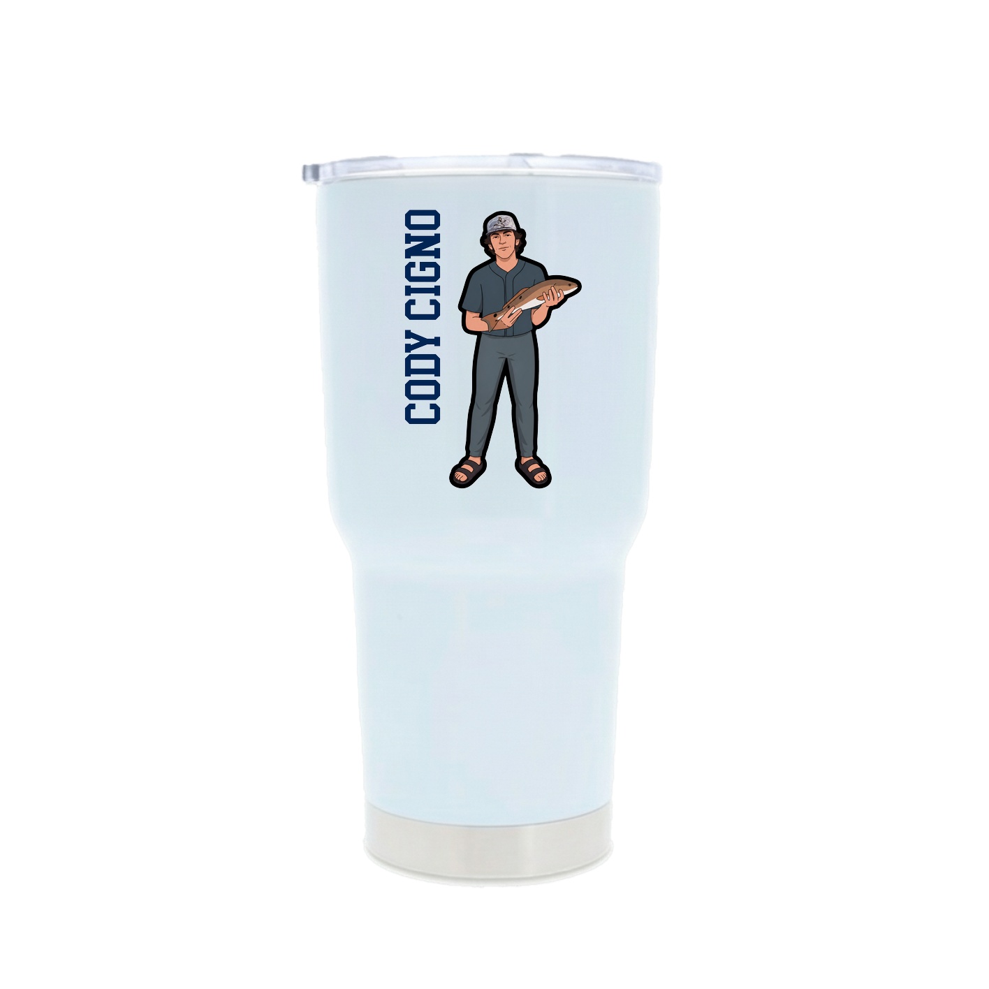 30oz Stainless Steel Tumbler — Name Vertical in White