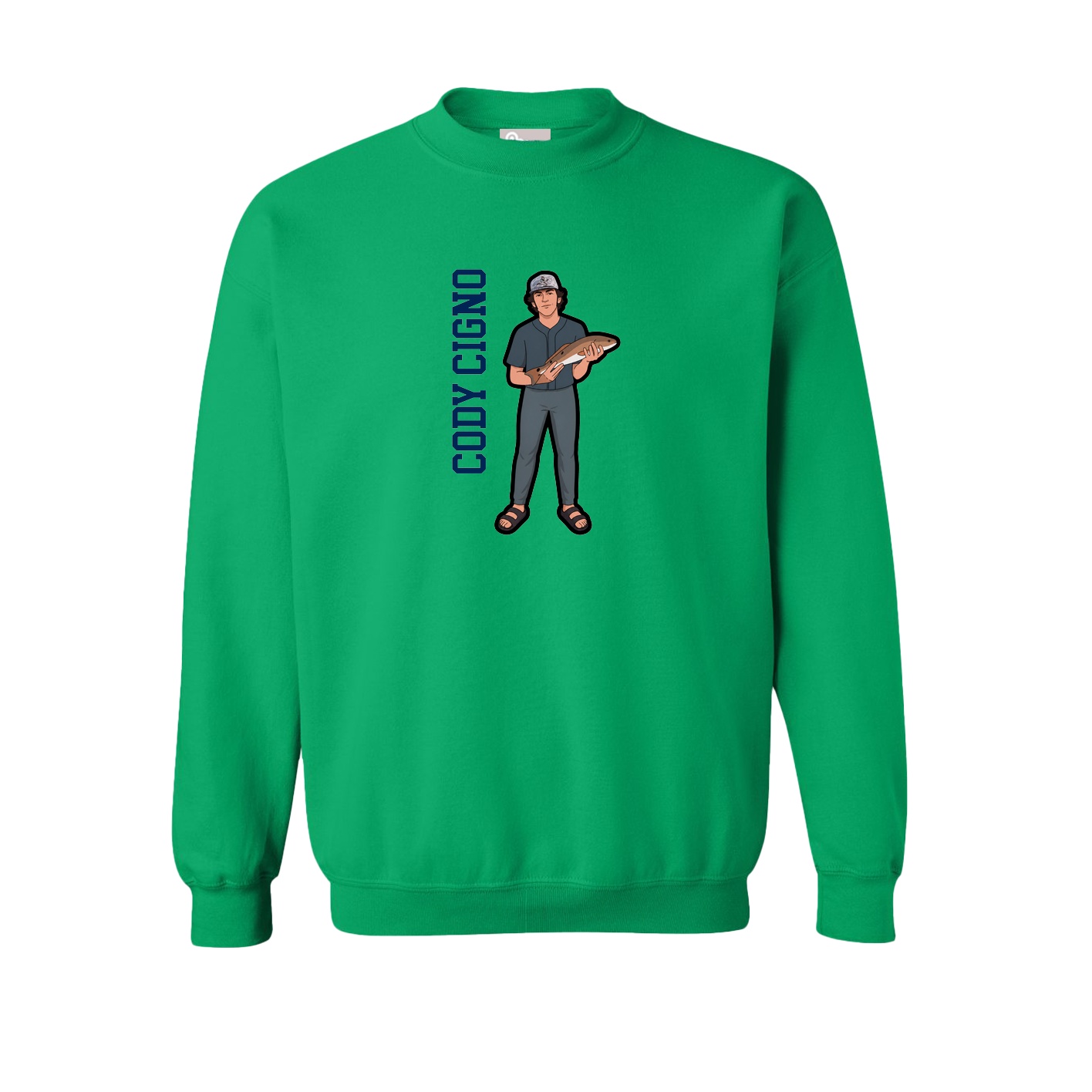 Fleece Crew — Name Vertical in Green
