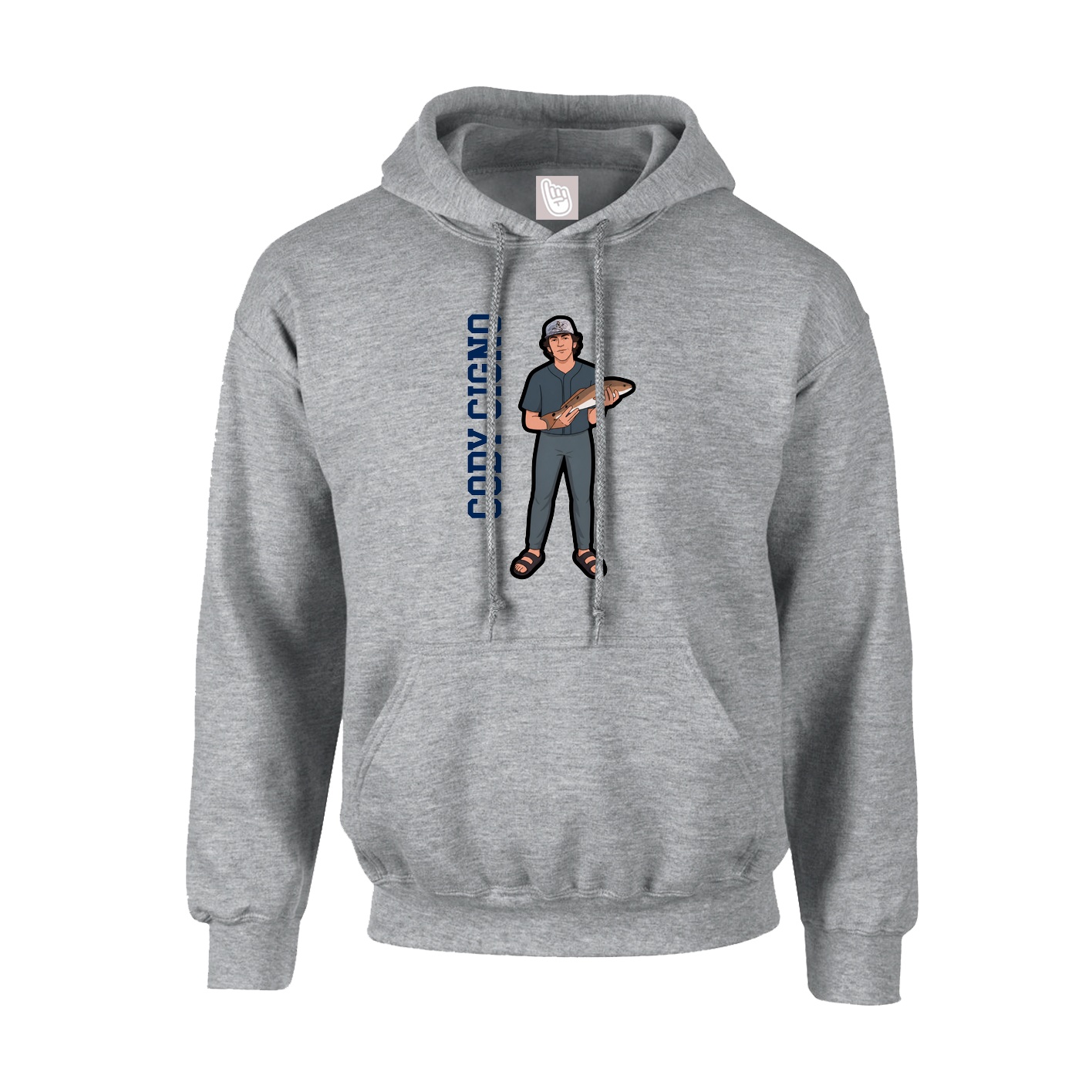Youth Hoodie — Name Vertical in Grey