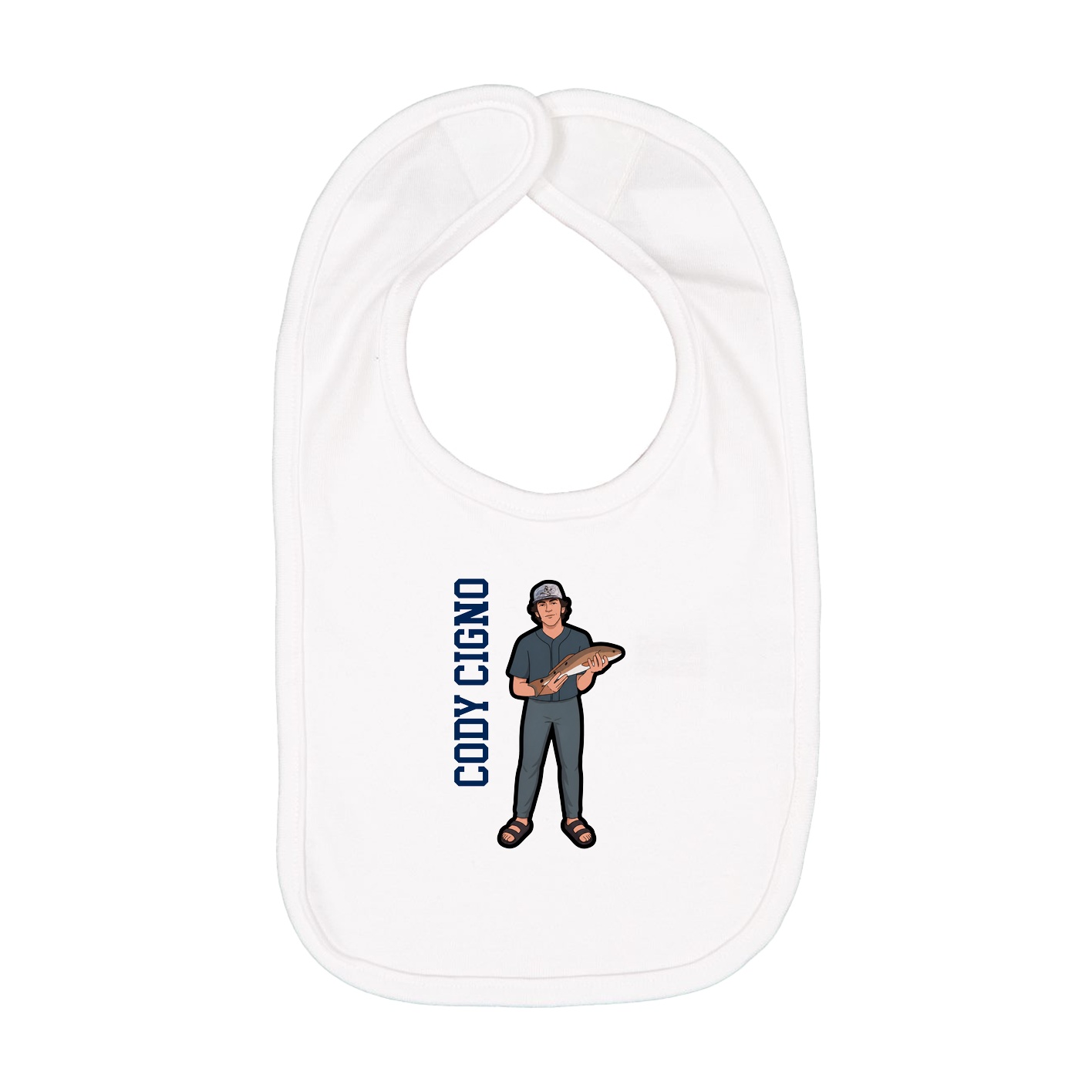 Infant Bib — Name Vertical in White