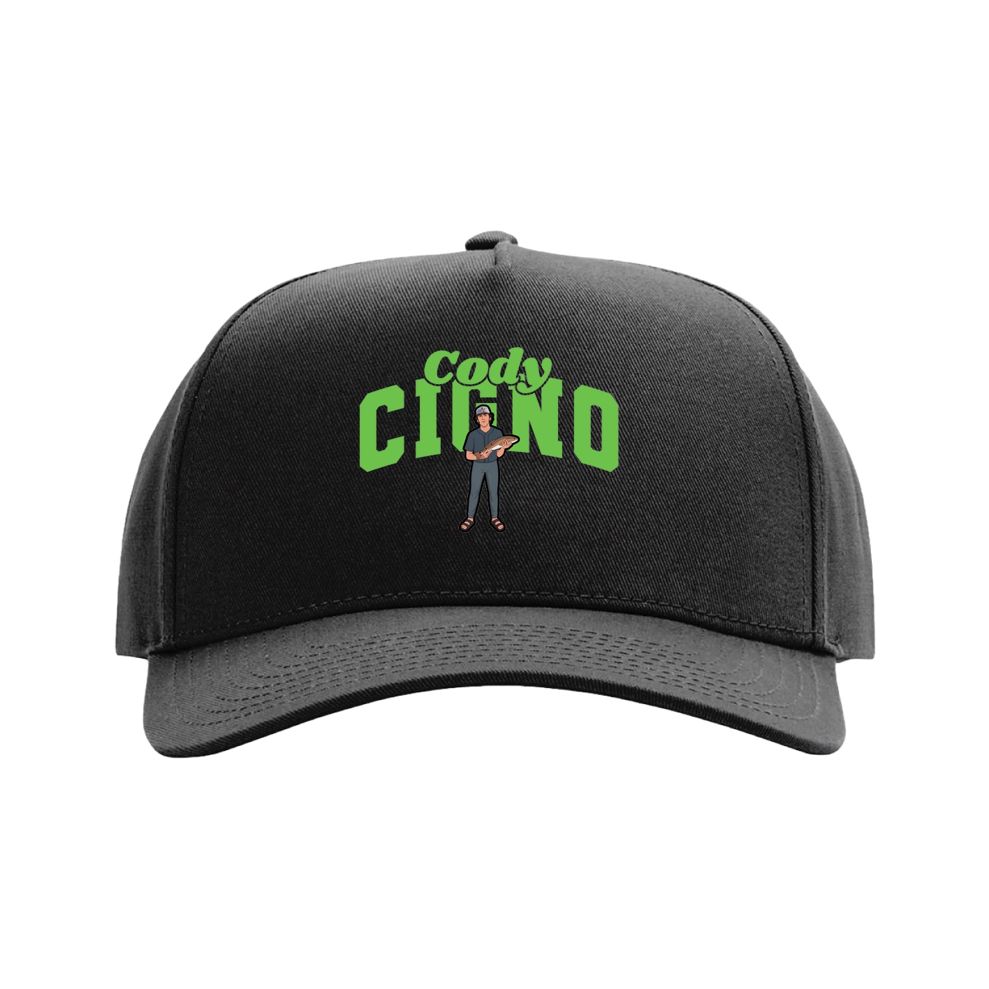 Full Fabric Five-Panel Champ Cap — Signature Arch in Black