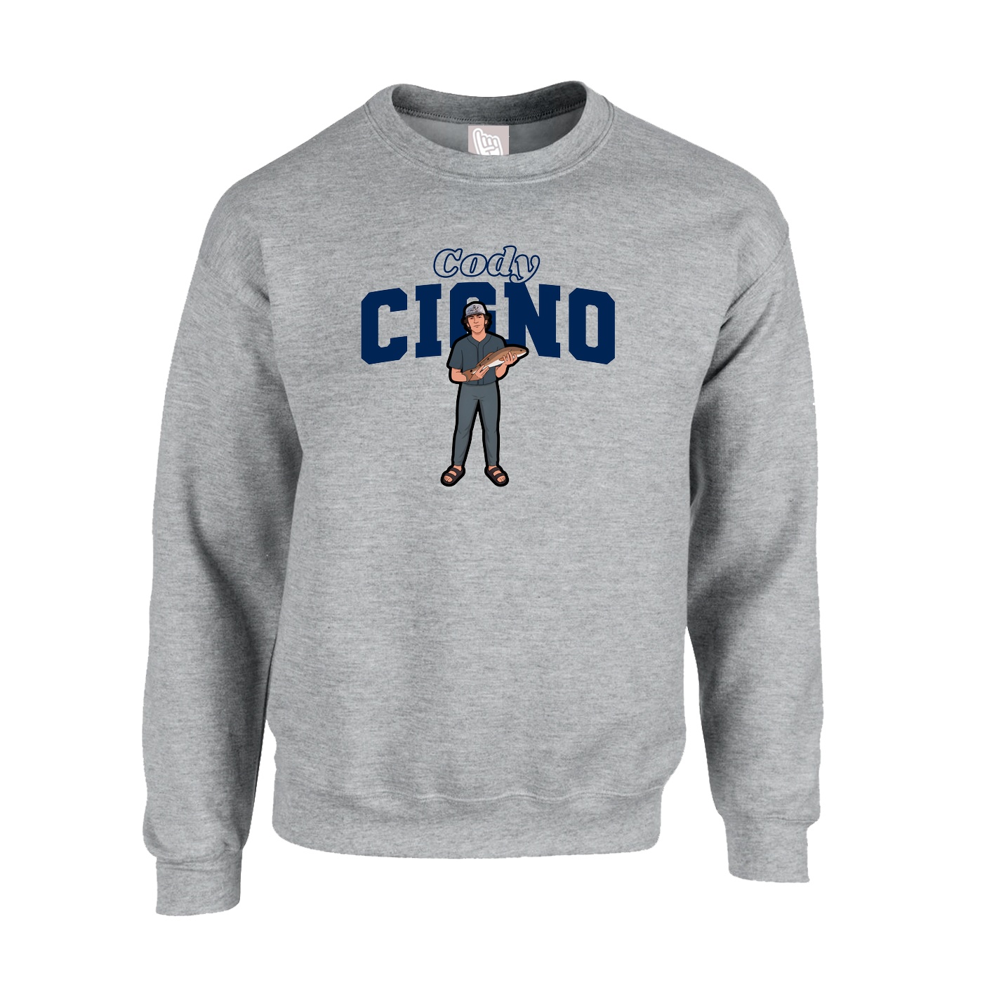 Fleece Crew — Name Arch in Grey