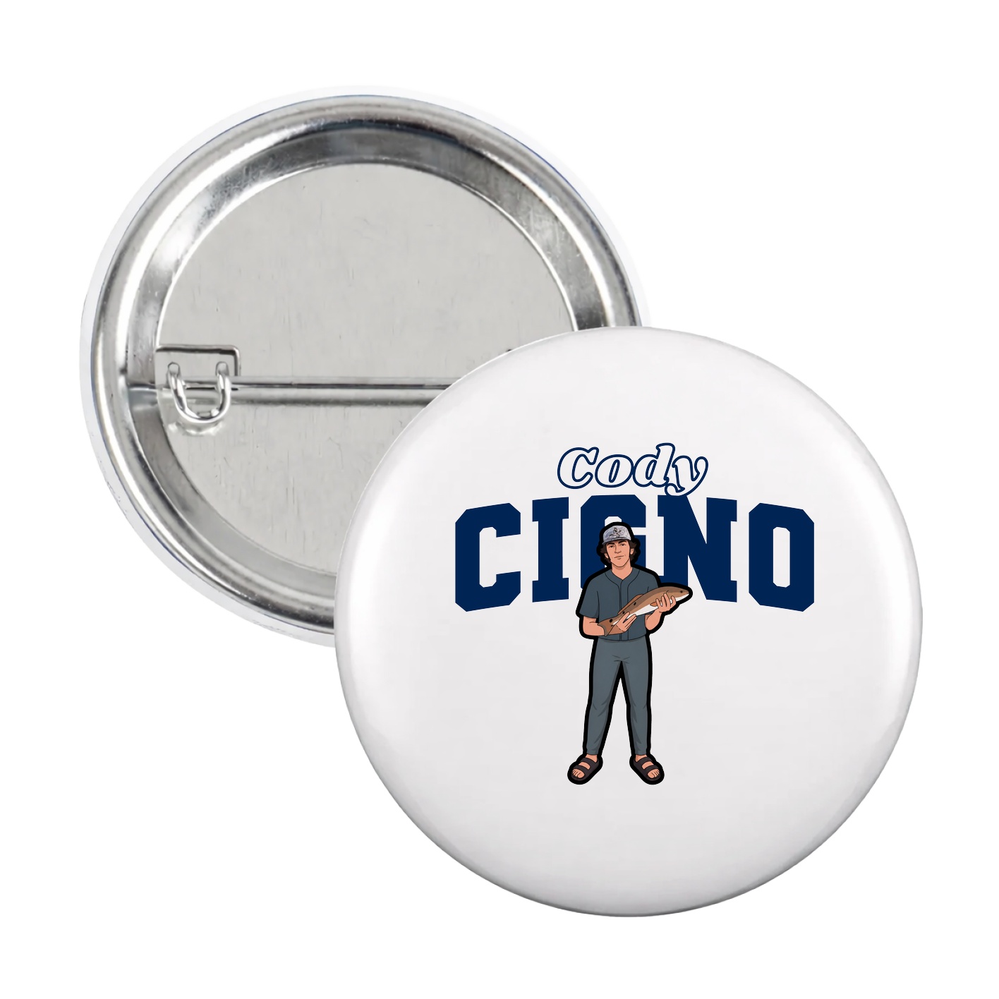 Game Day Button — Name Arch in White