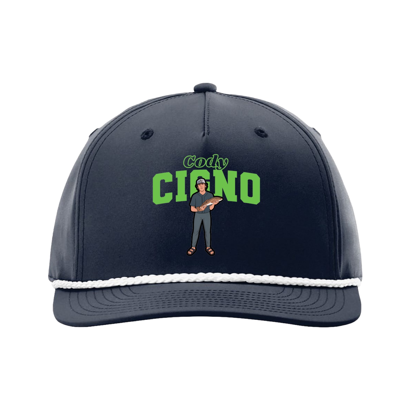 Five-Panel Classic Rope Cap — Name Arch in Navy
