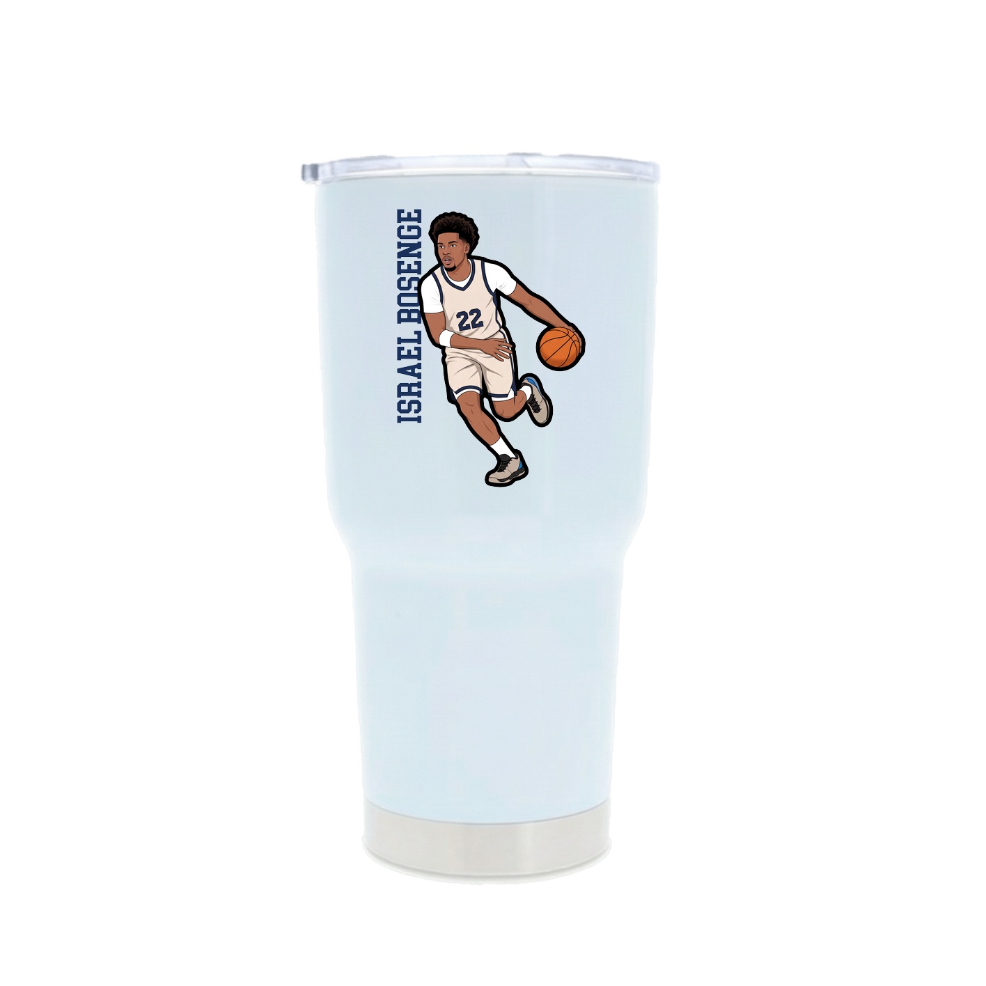 30oz Stainless Steel Tumbler — Name Vertical in White