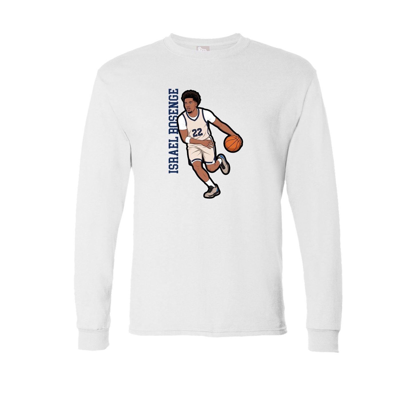 Long Sleeve Tee — Name Vertical in White