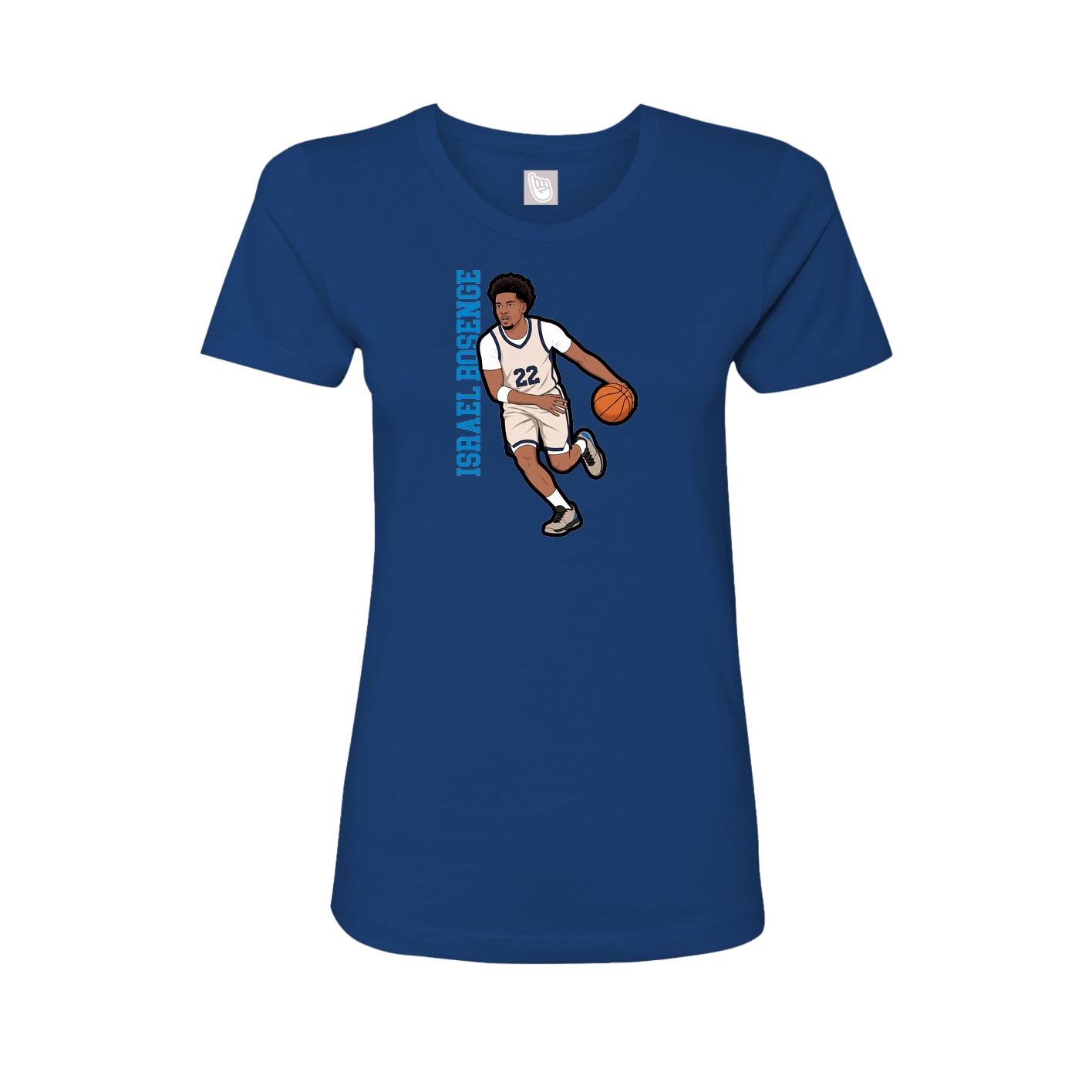 Fitted Women's Tee — Name Vertical in Royal