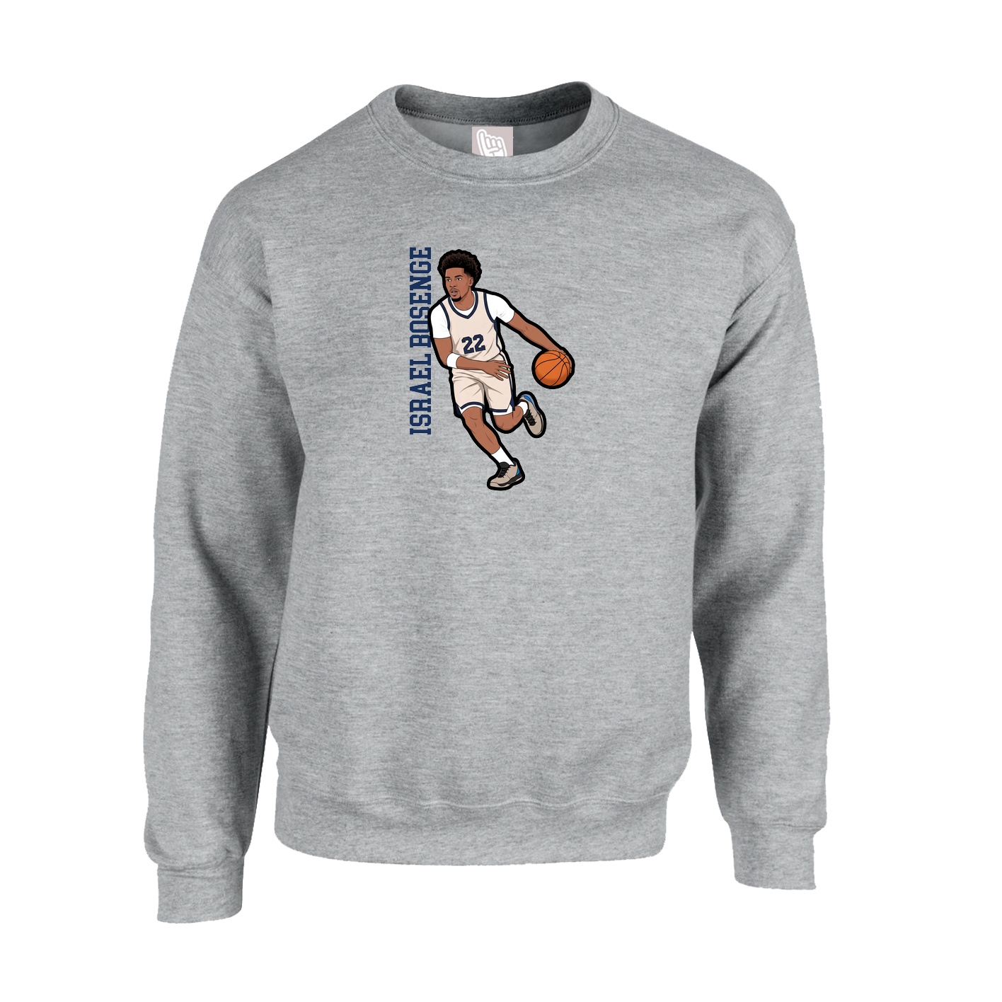 Fleece Crew — Name Vertical in Grey