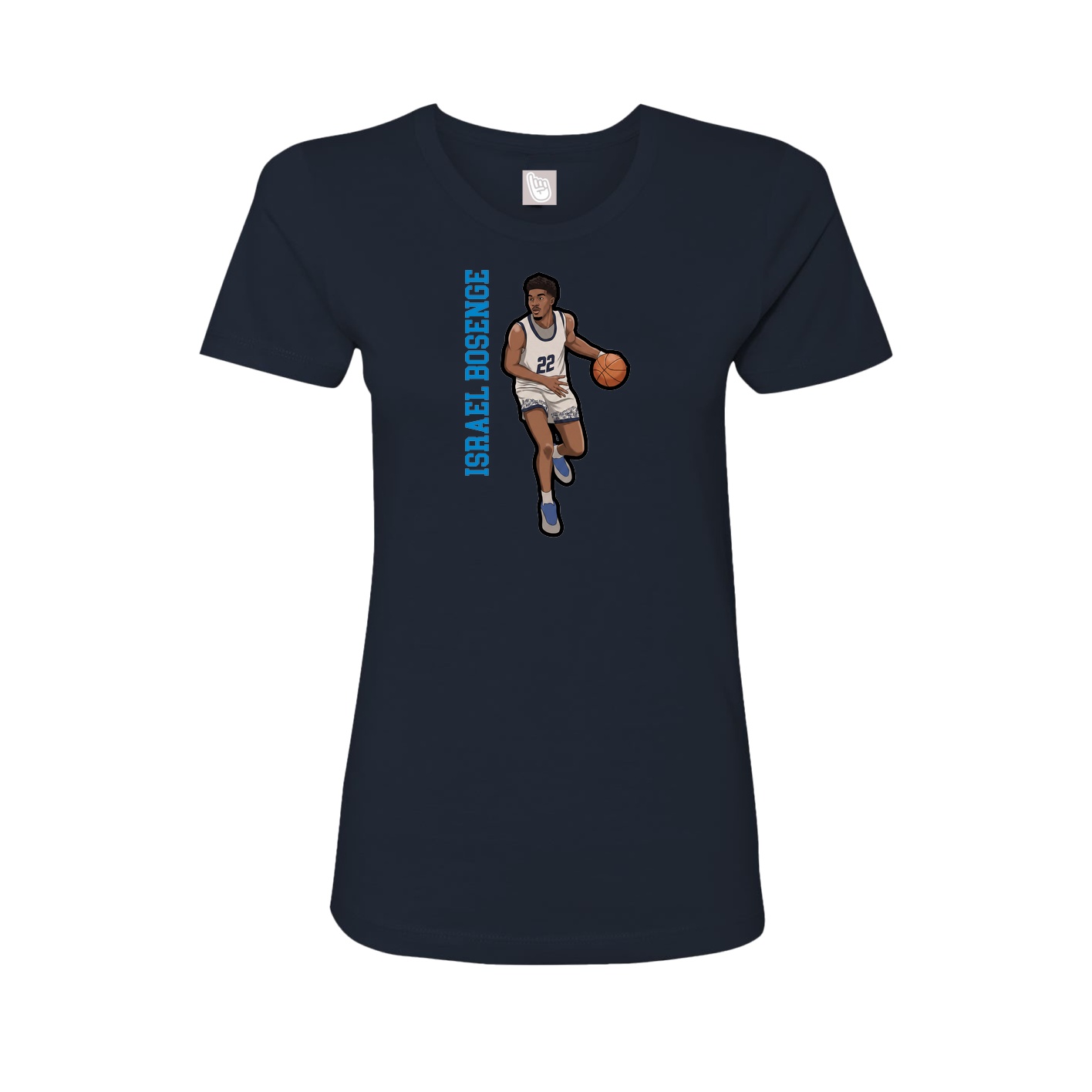 Fitted Women's Tee — Name Vertical in Navy