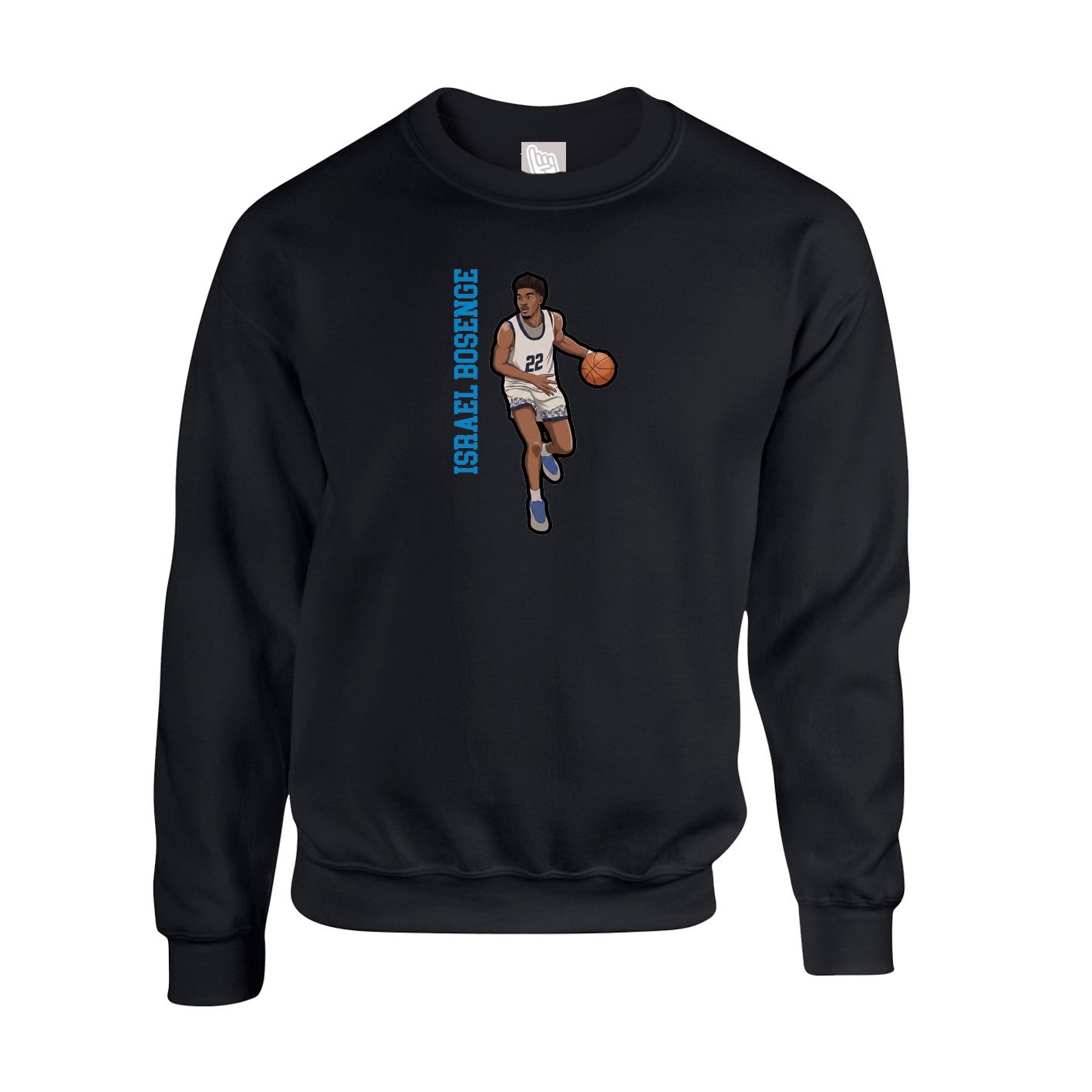 Fleece Crew — Name Vertical in Black