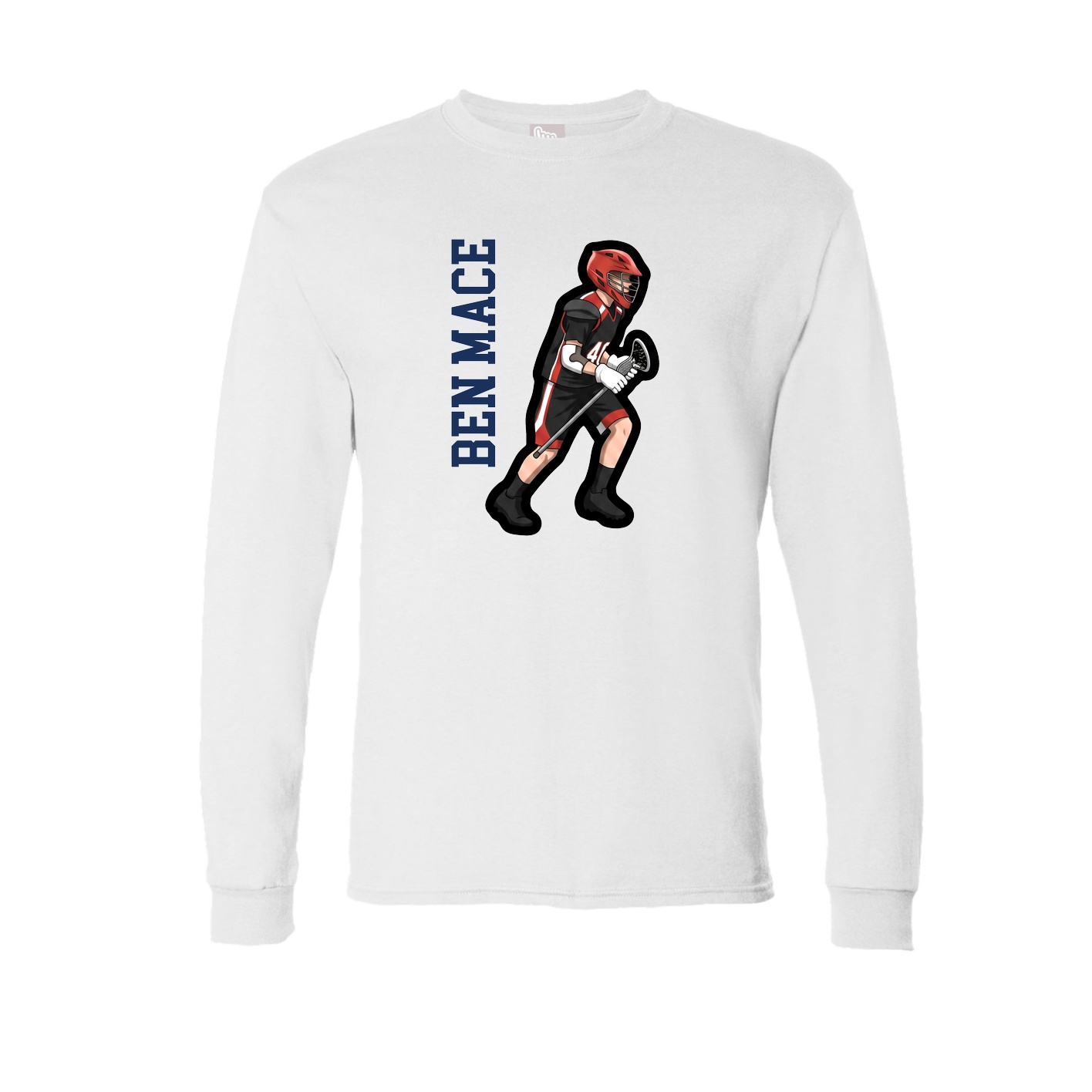 Long Sleeve Tee — Name Vertical in White