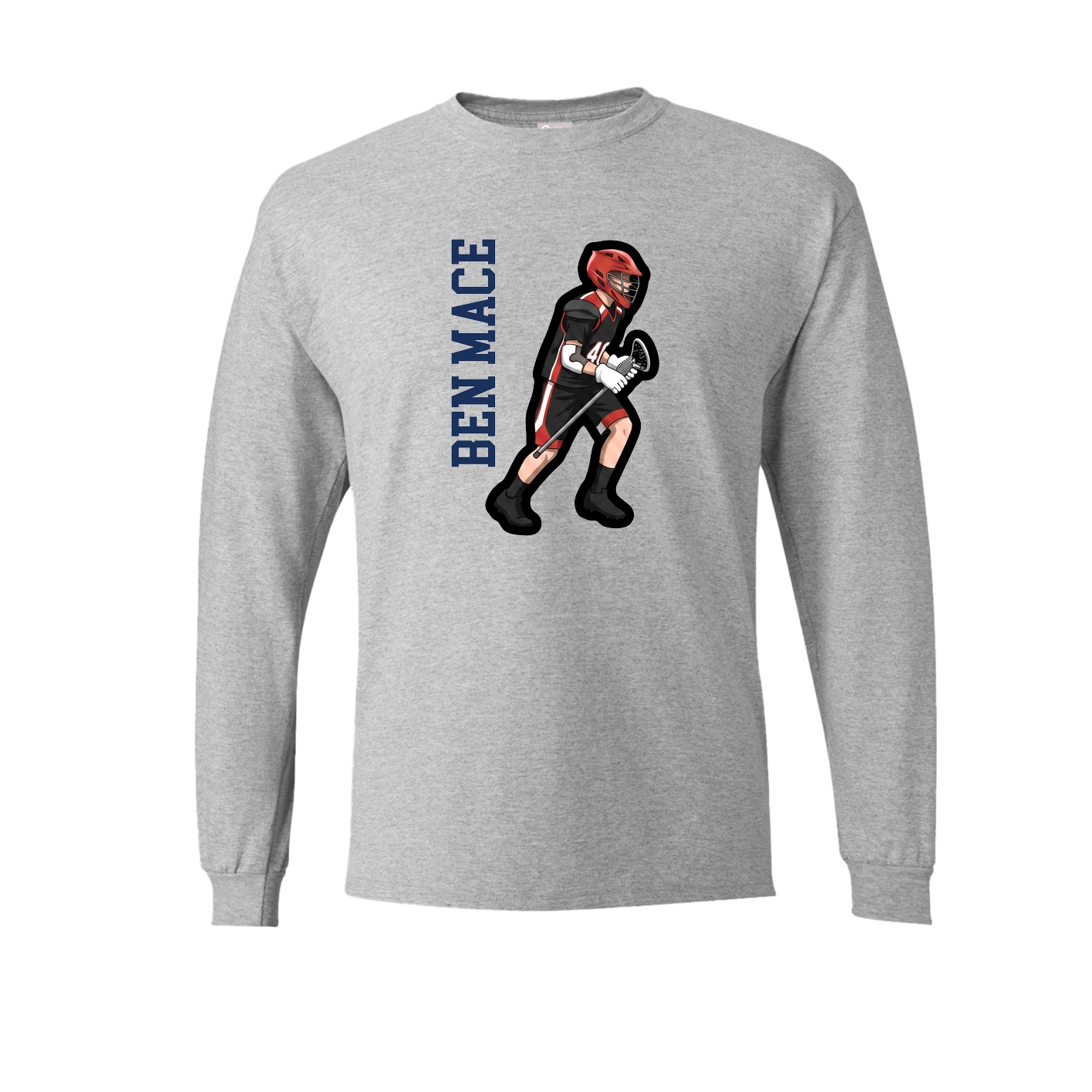 Long Sleeve Tee — Name Vertical in Grey
