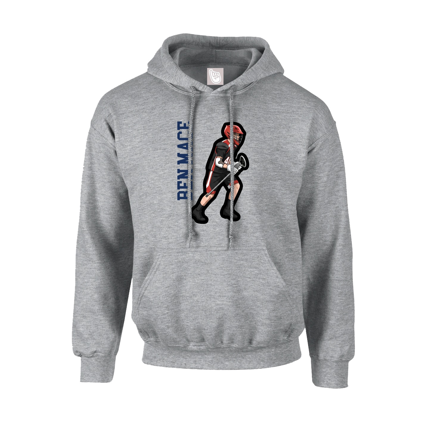 Hoodie — Name Vertical in Grey
