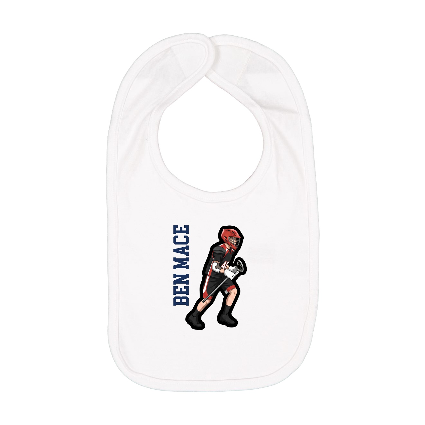 Infant Bib — Name Vertical in White