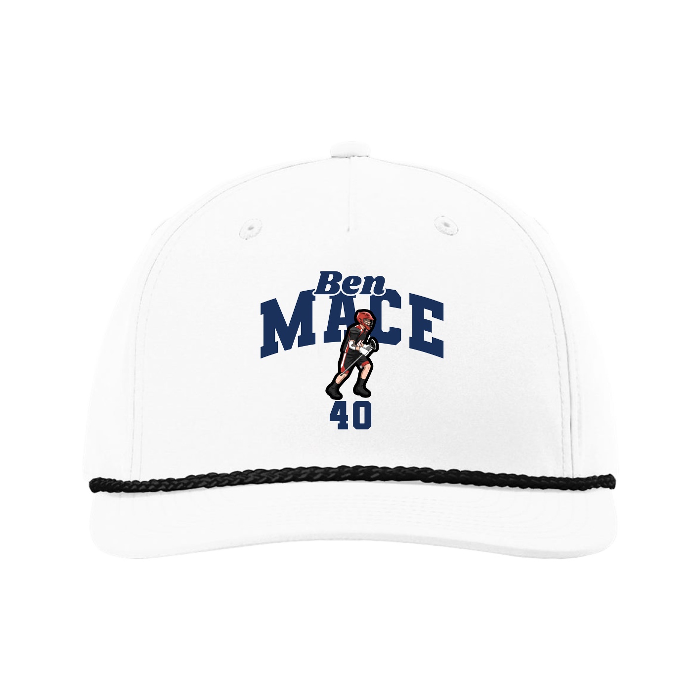 Five-Panel Classic Rope Cap — Signature Arch in White