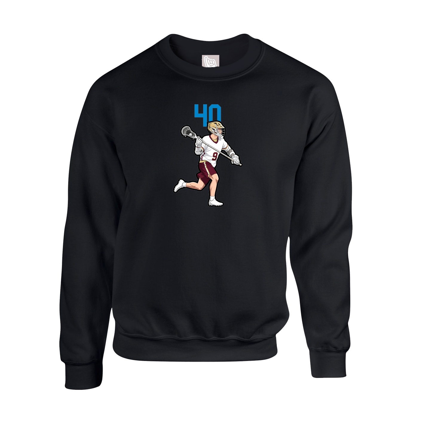 Fleece Crew — Number Top in Black