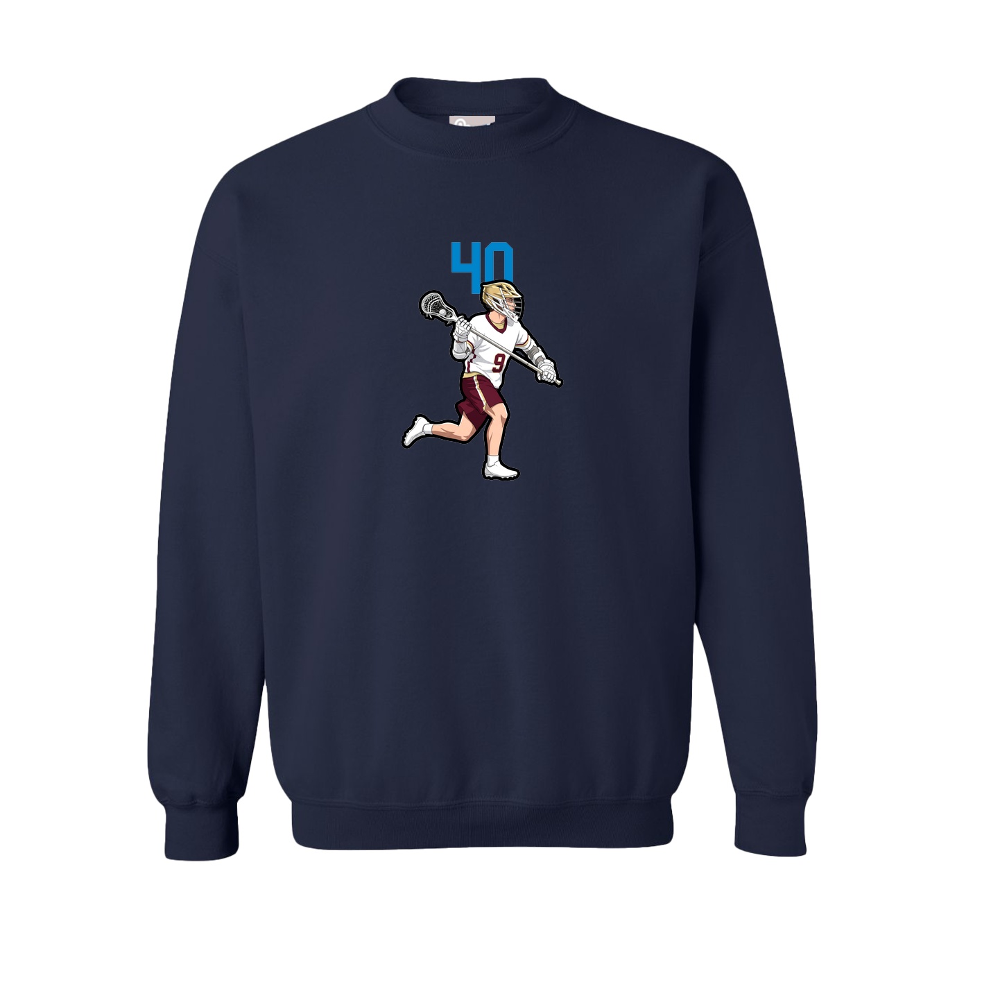 Fleece Crew — Number Top in Navy