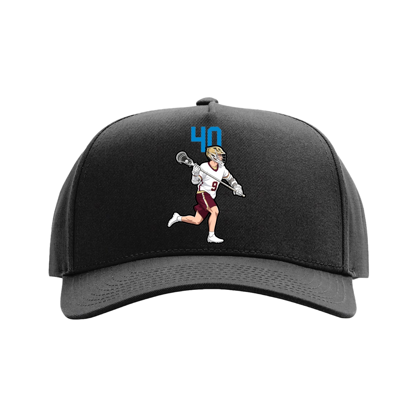 Full Fabric Five-Panel Champ Cap — Number Top in Black