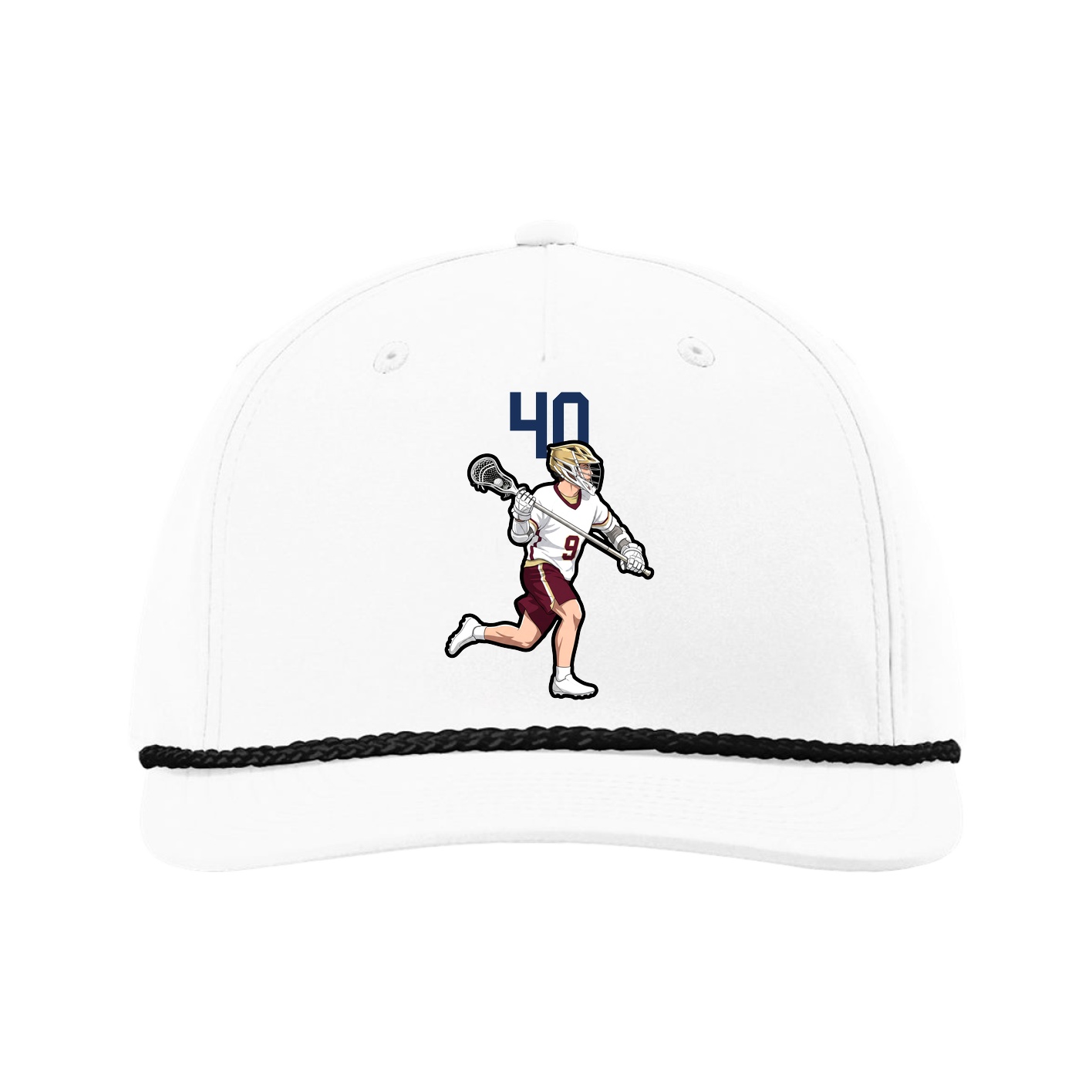 Five-Panel Classic Rope Cap — Number Top in White