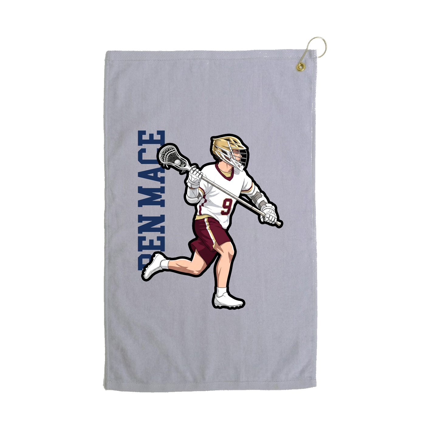 Golf Towel — Name Vertical in Grey