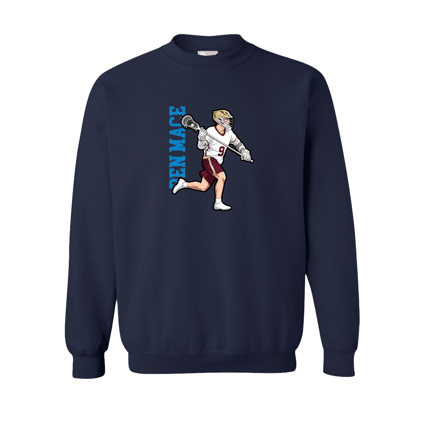Fleece Crew — Name Vertical in Navy
