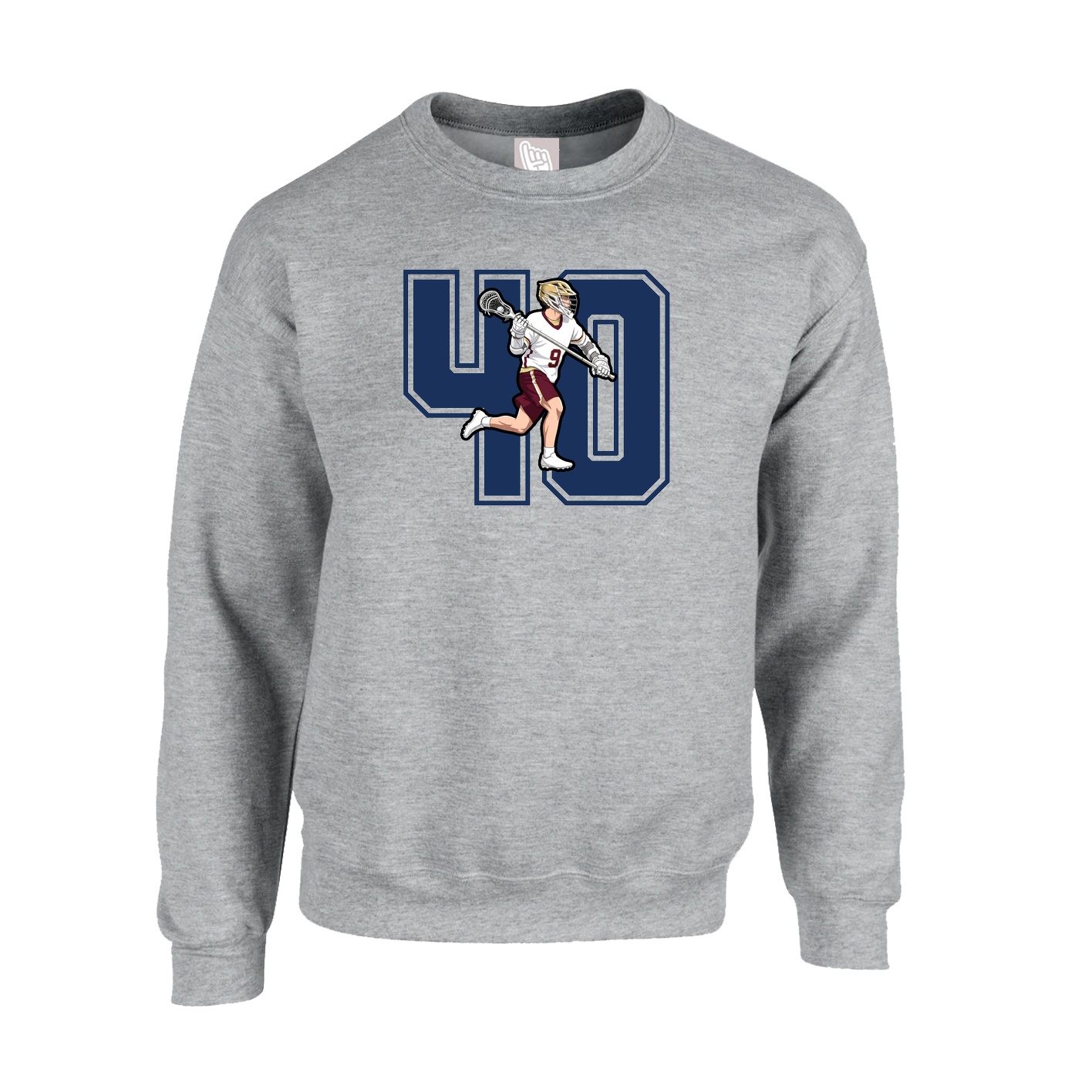 Fleece Crew — Number in Grey