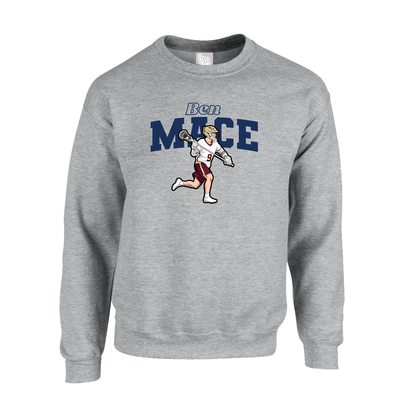 Fleece Crew — Name Arch in Grey