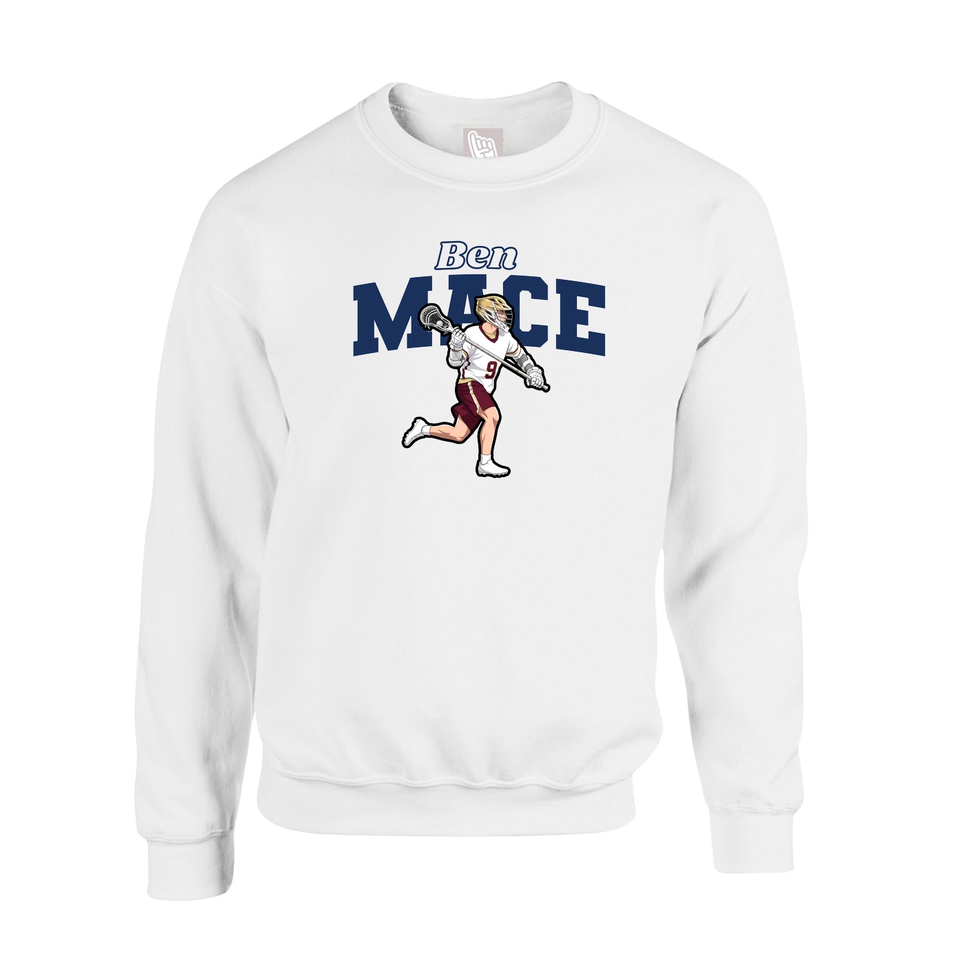 Fleece Crew — Name Arch in White