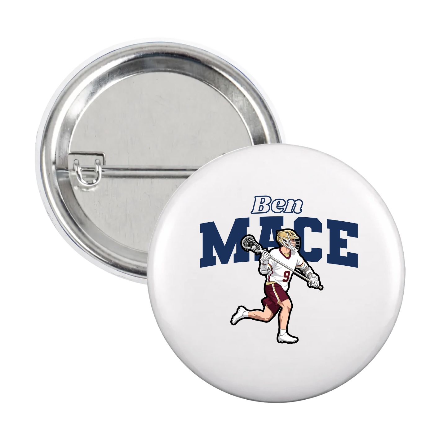 Game Day Button — Name Arch in White