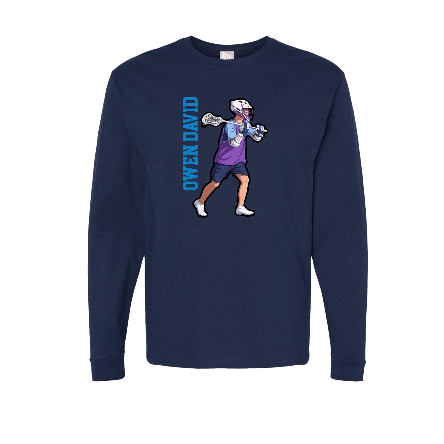 Long Sleeve Tee — Name Vertical in Navy