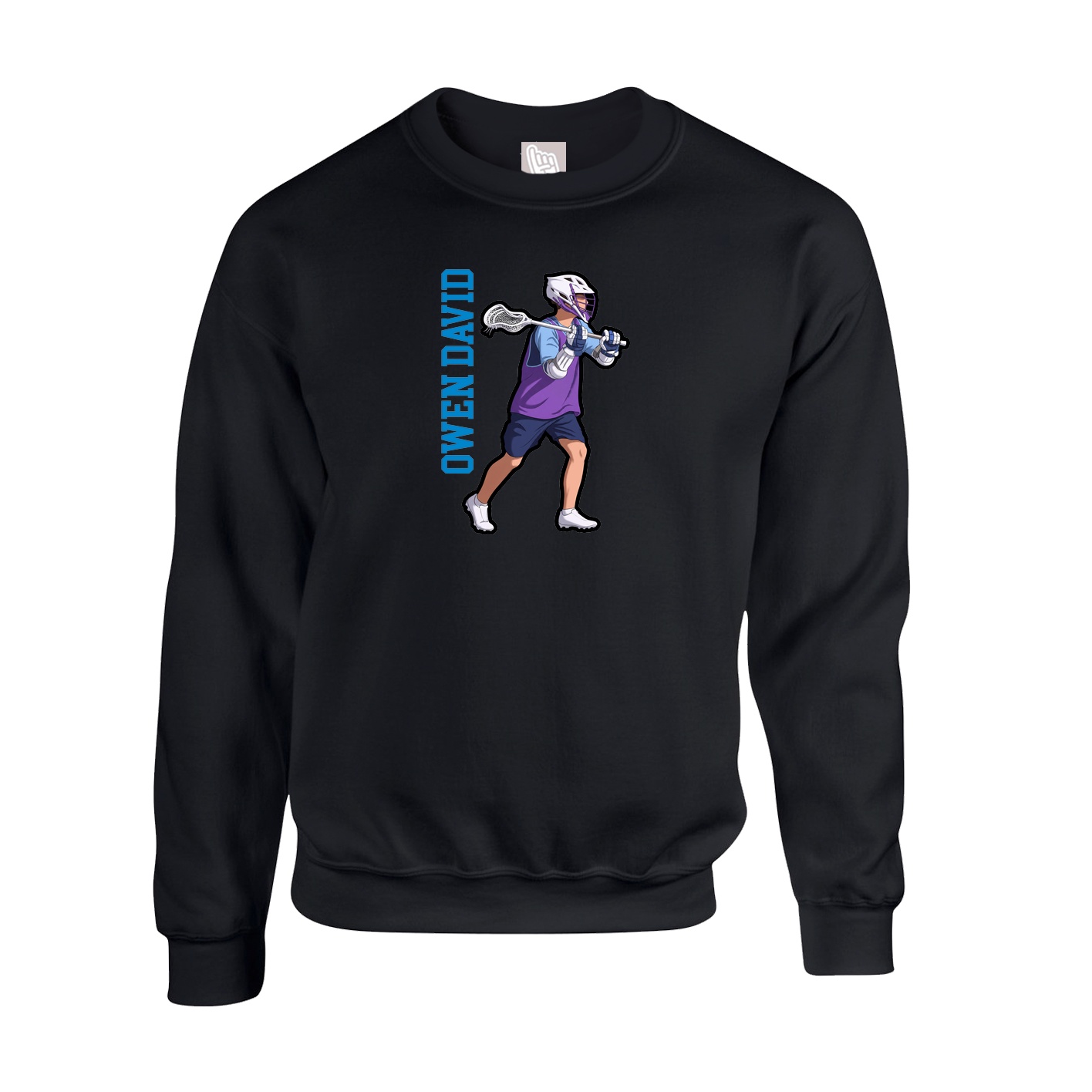 Fleece Crew — Name Vertical in Black