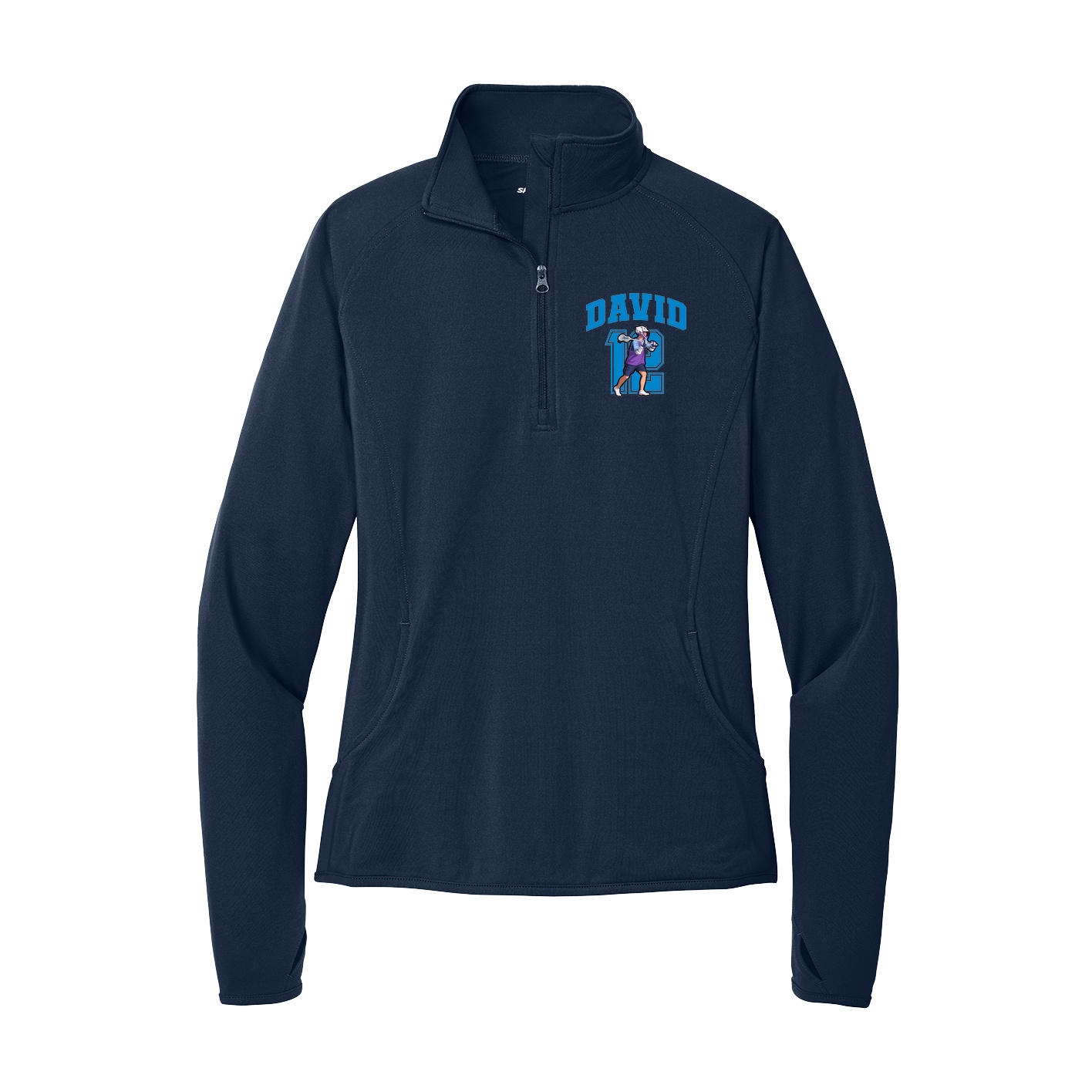 Women's Q-Zip Pullover — Number in Navy