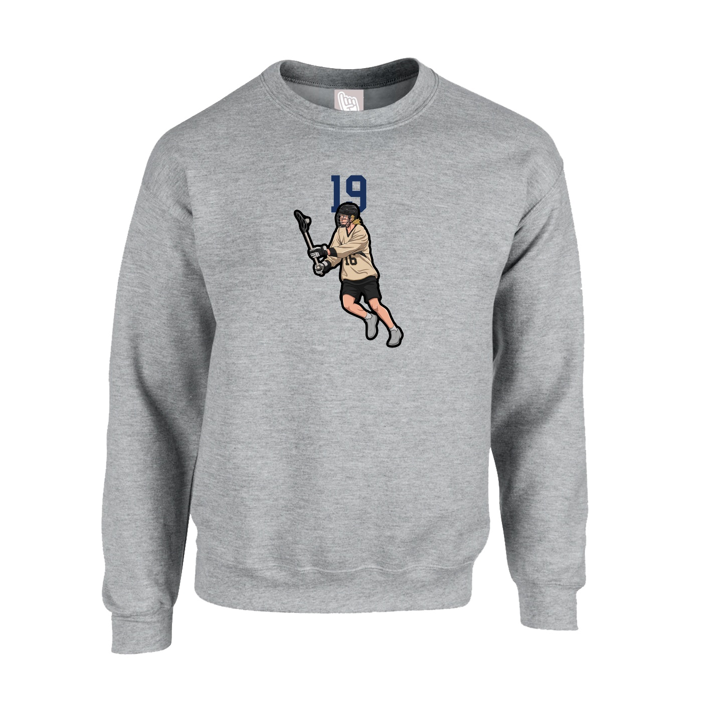 Fleece Crew — Number Top in Grey