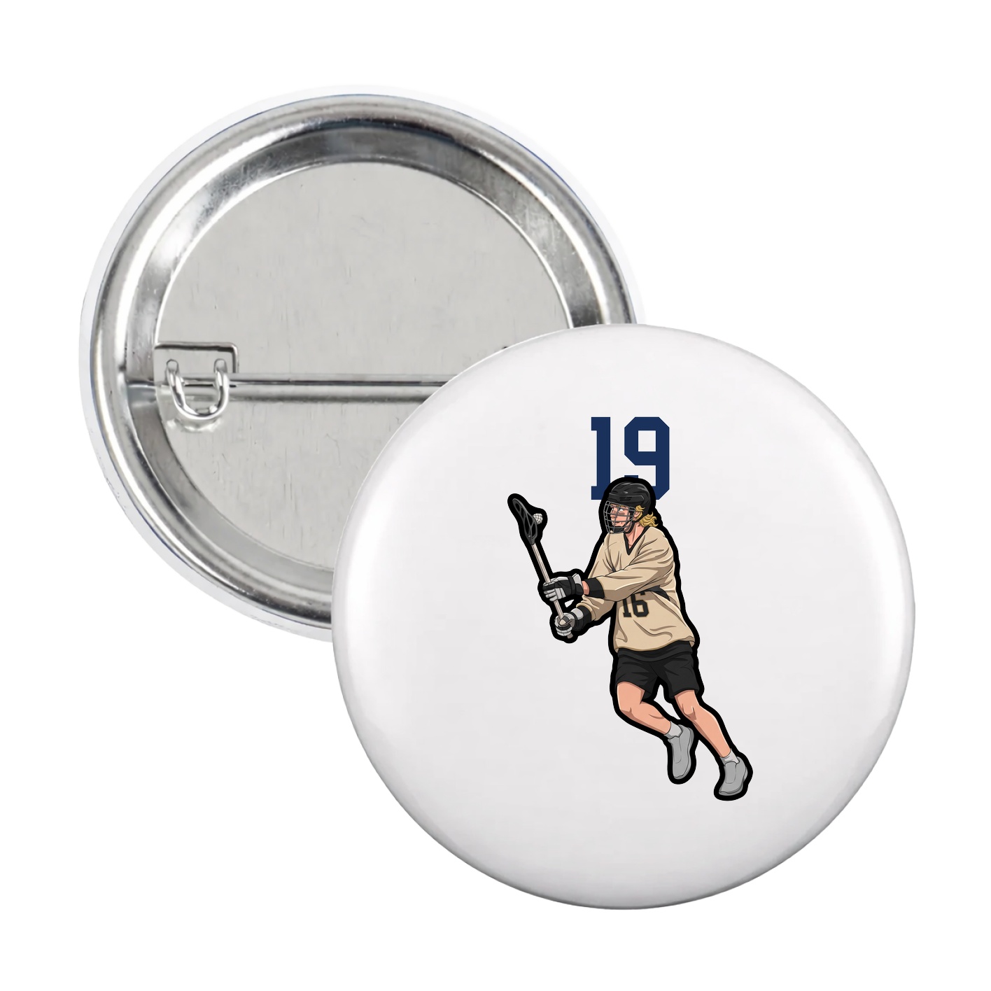 Game Day Button — Number Top in White