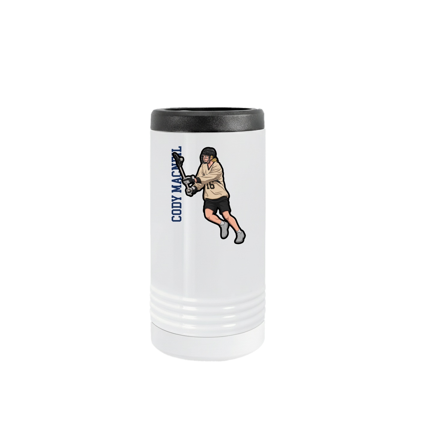 Slim Beverage Holder — Name Vertical in White
