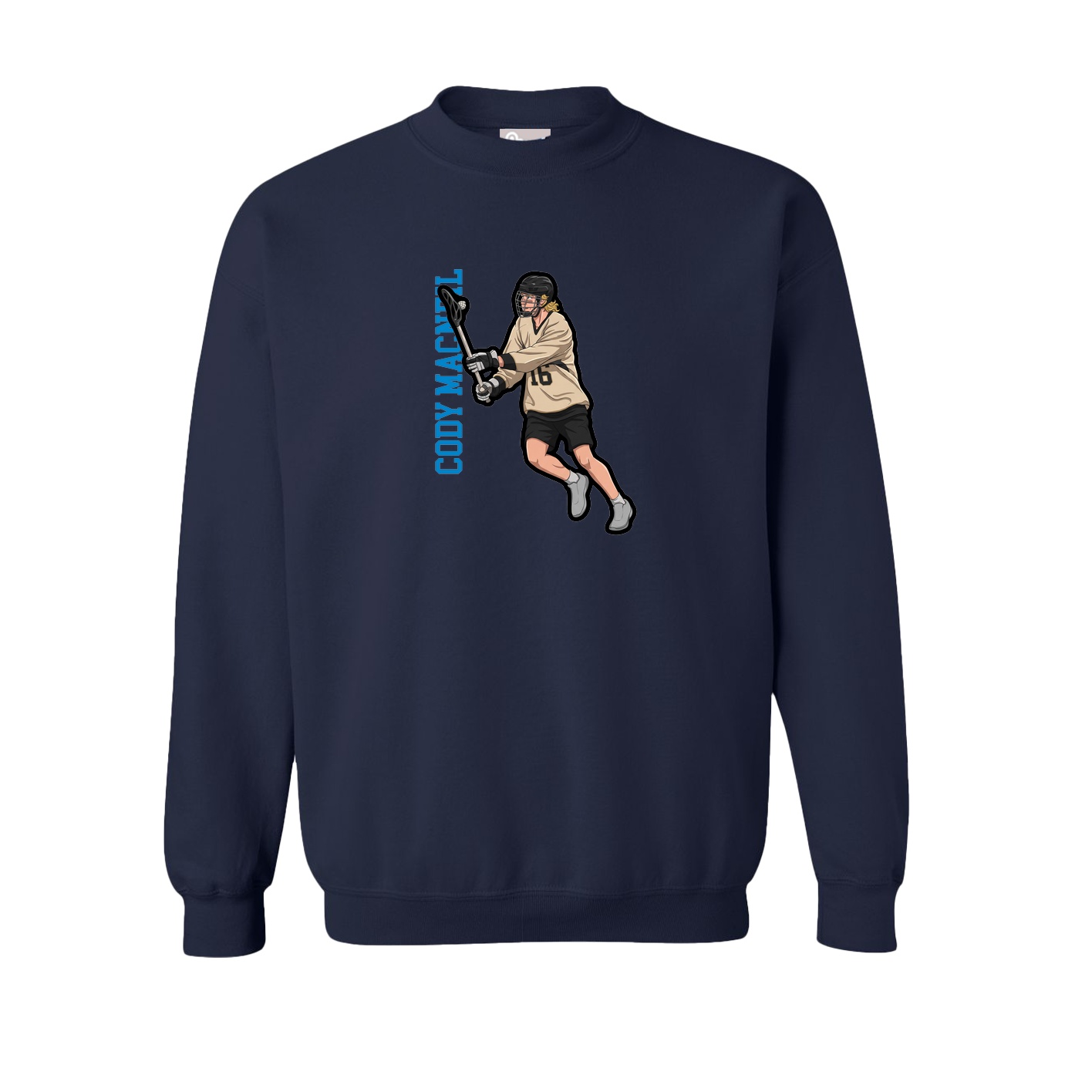 Fleece Crew — Name Vertical in Navy