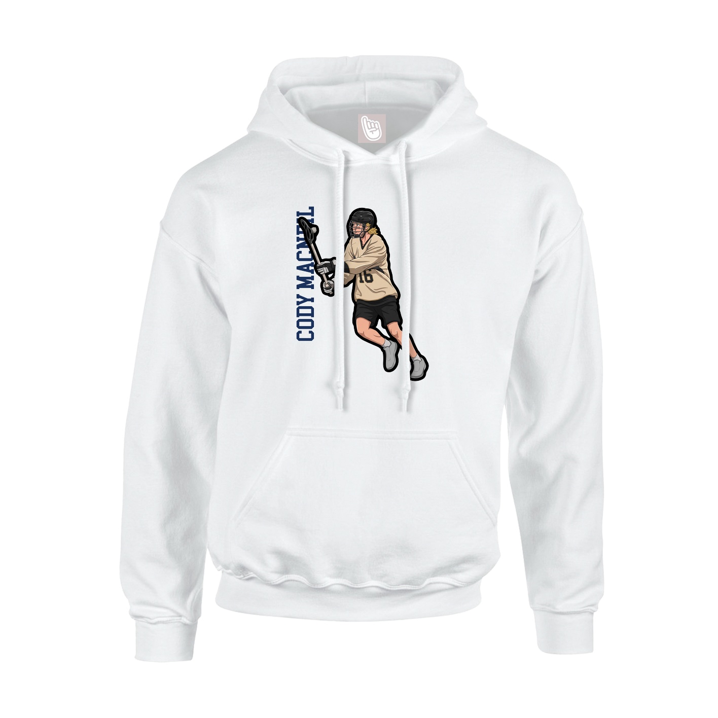 Youth Hoodie — Name Vertical in White