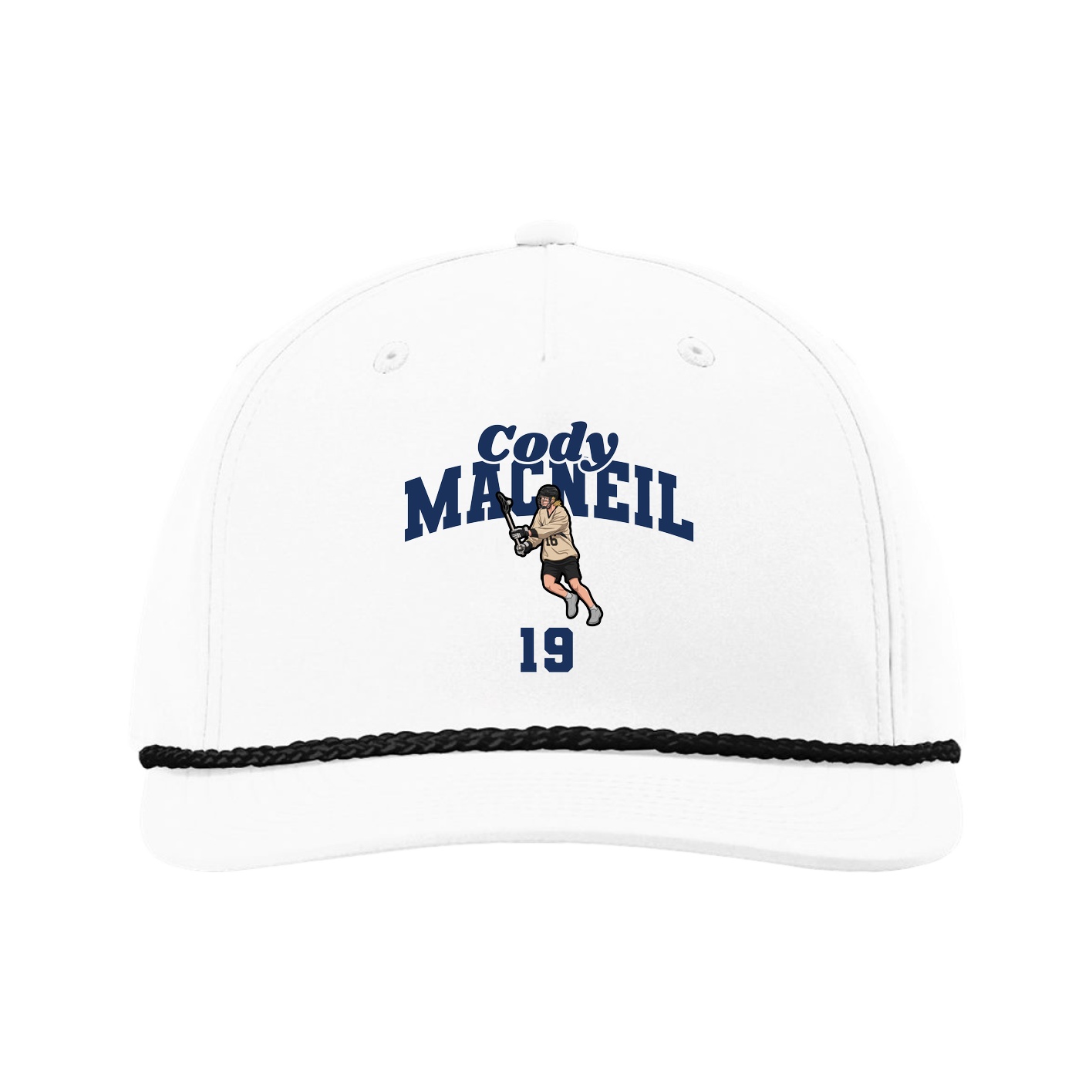 Five-Panel Classic Rope Cap — Signature Arch in White