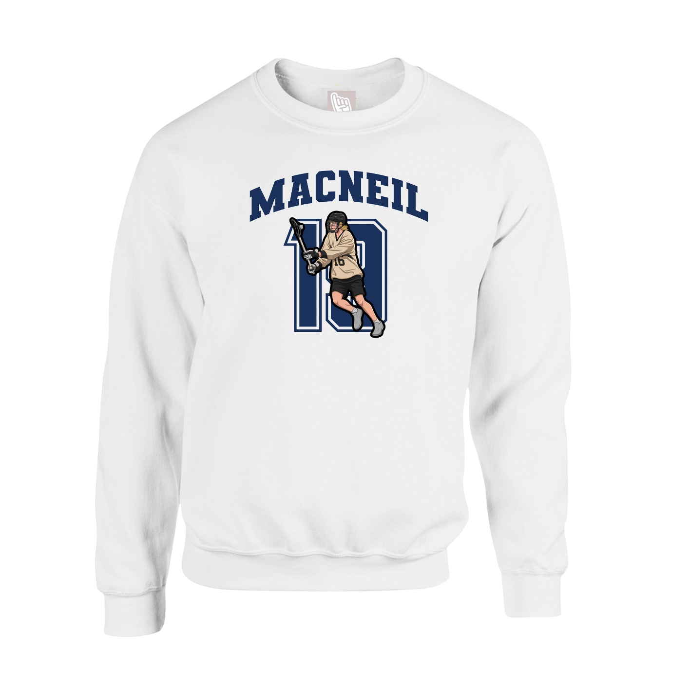Fleece Crew — Number in White