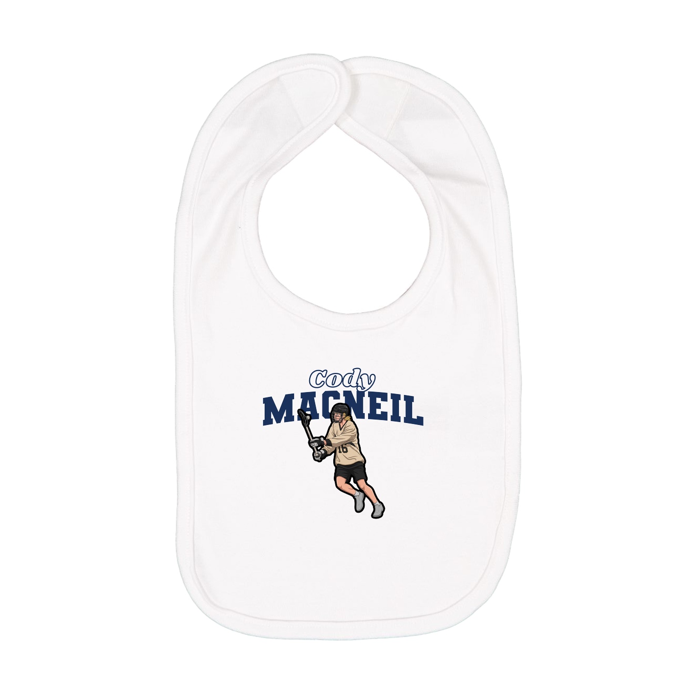 Infant Bib — Name Arch in White
