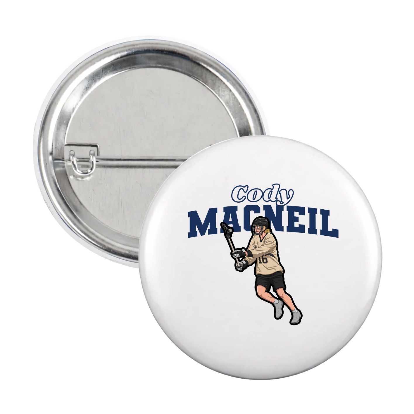 Game Day Button — Name Arch in White