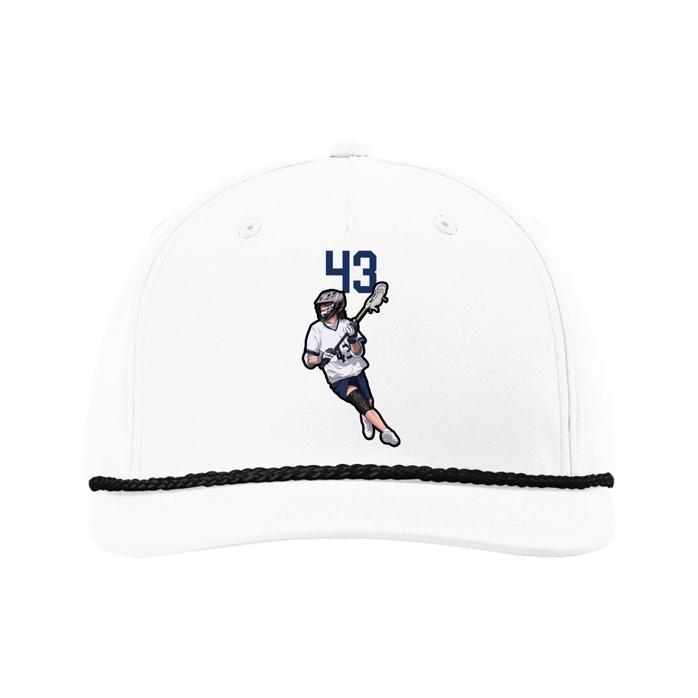 Five-Panel Classic Rope Cap — Number Top in White