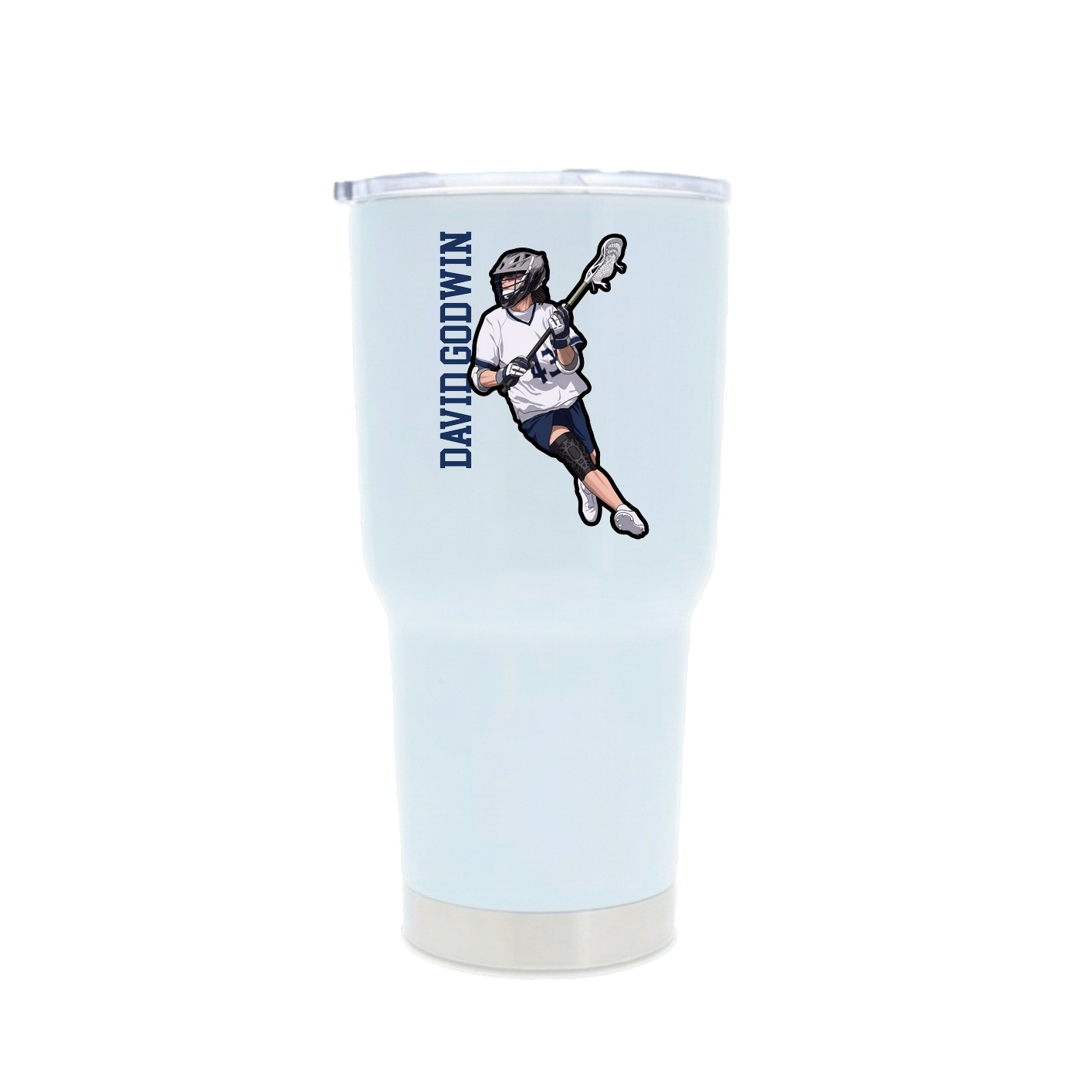 30oz Stainless Steel Tumbler — Name Vertical in White