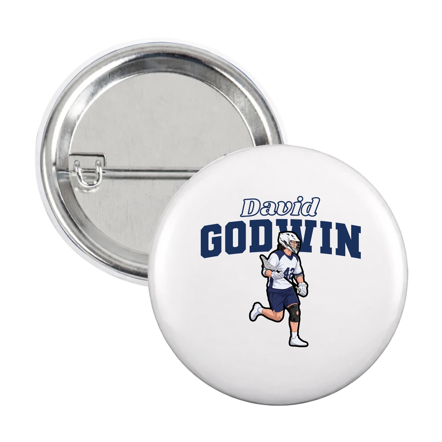 Game Day Button — Name Arch in White