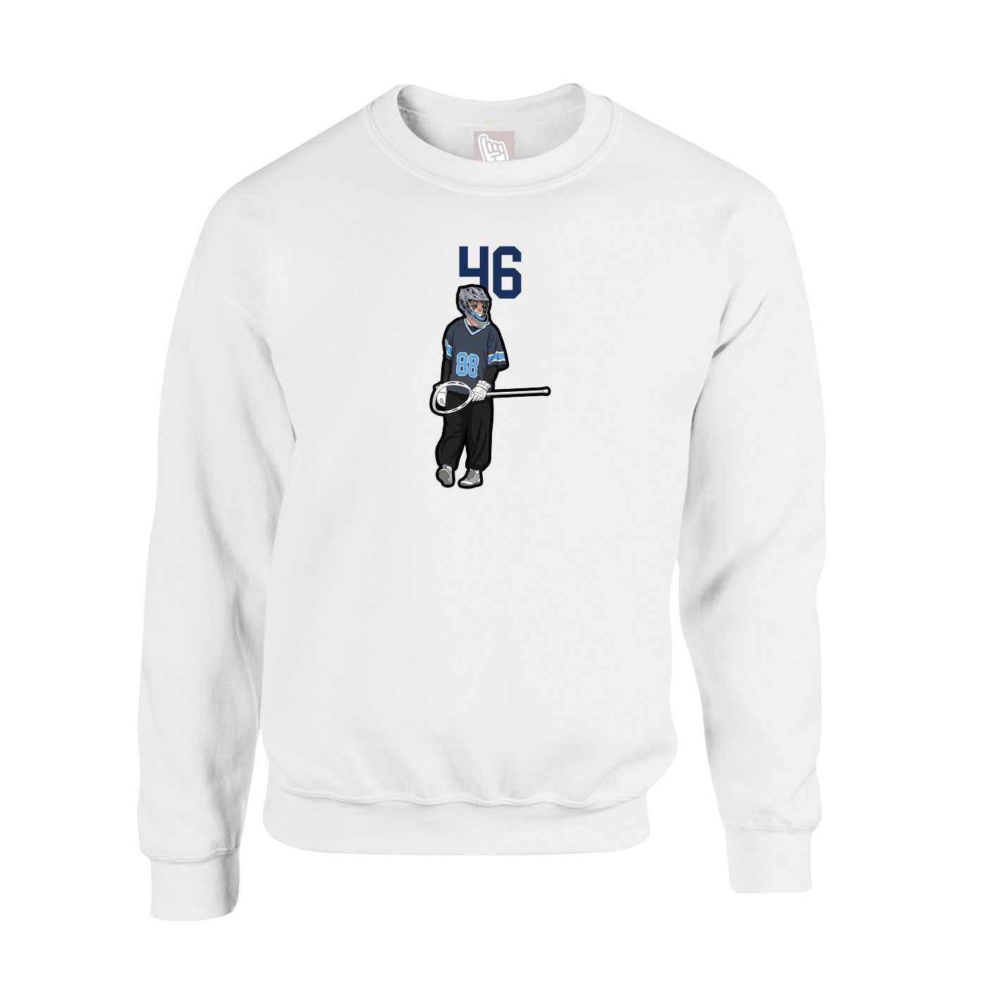 Fleece Crew — Number Top in White