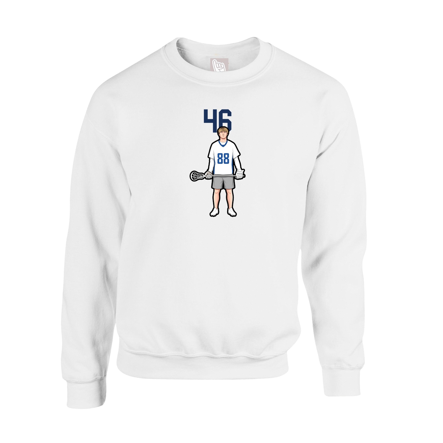 Fleece Crew — Number Top in White