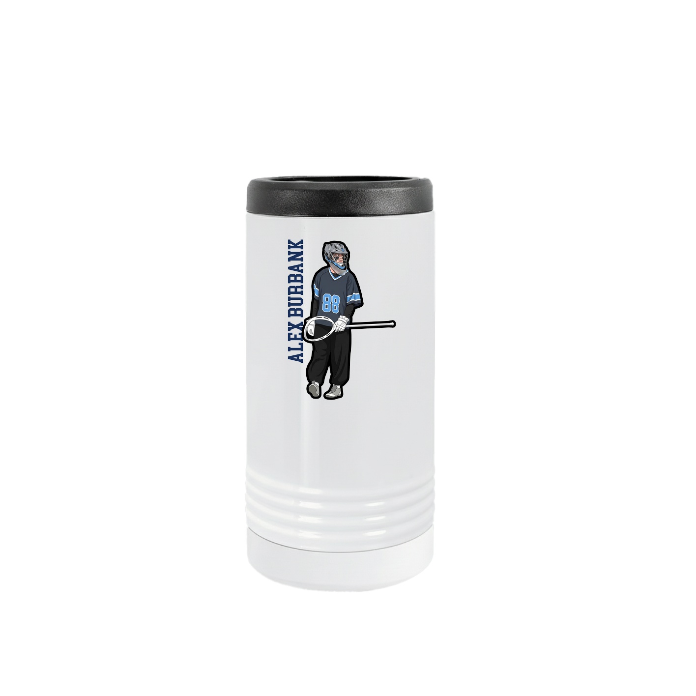 Slim Beverage Holder — Name Vertical in White