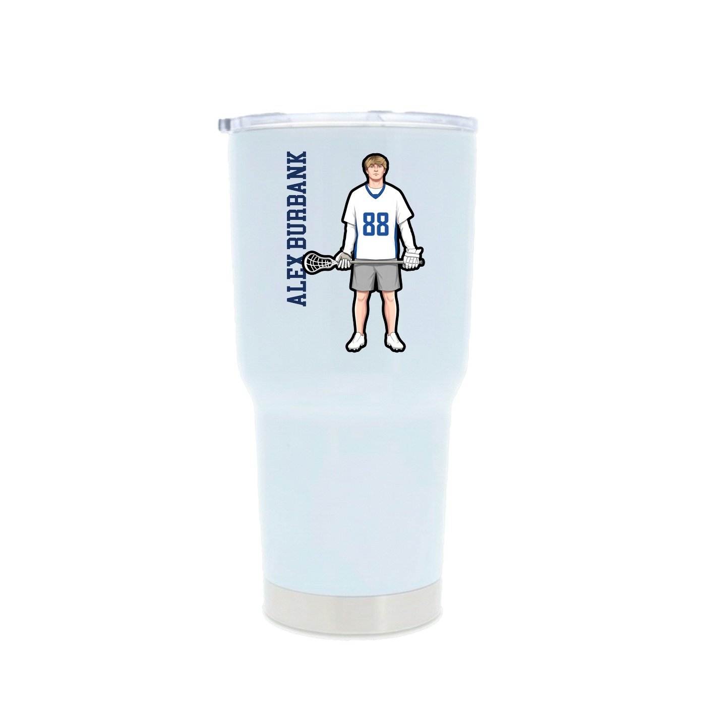 30oz Stainless Steel Tumbler — Name Vertical in White