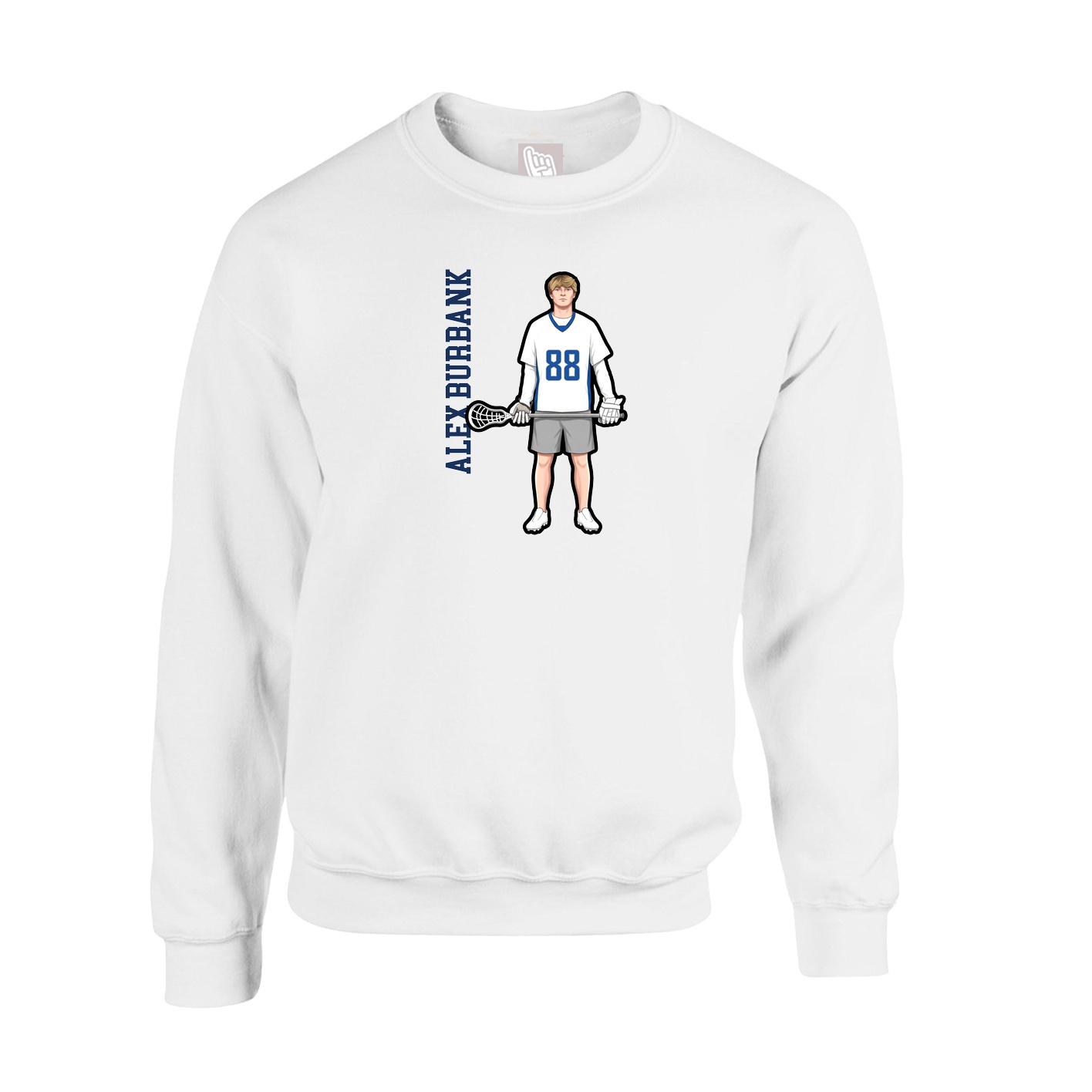 Fleece Crew — Name Vertical in White