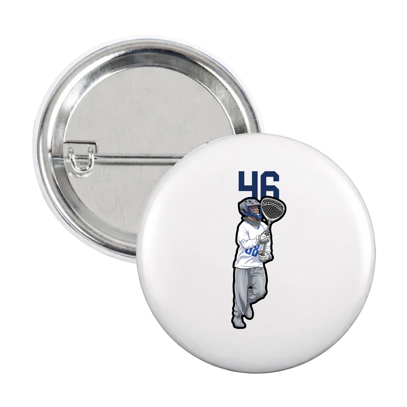 Game Day Button — Number Top in White